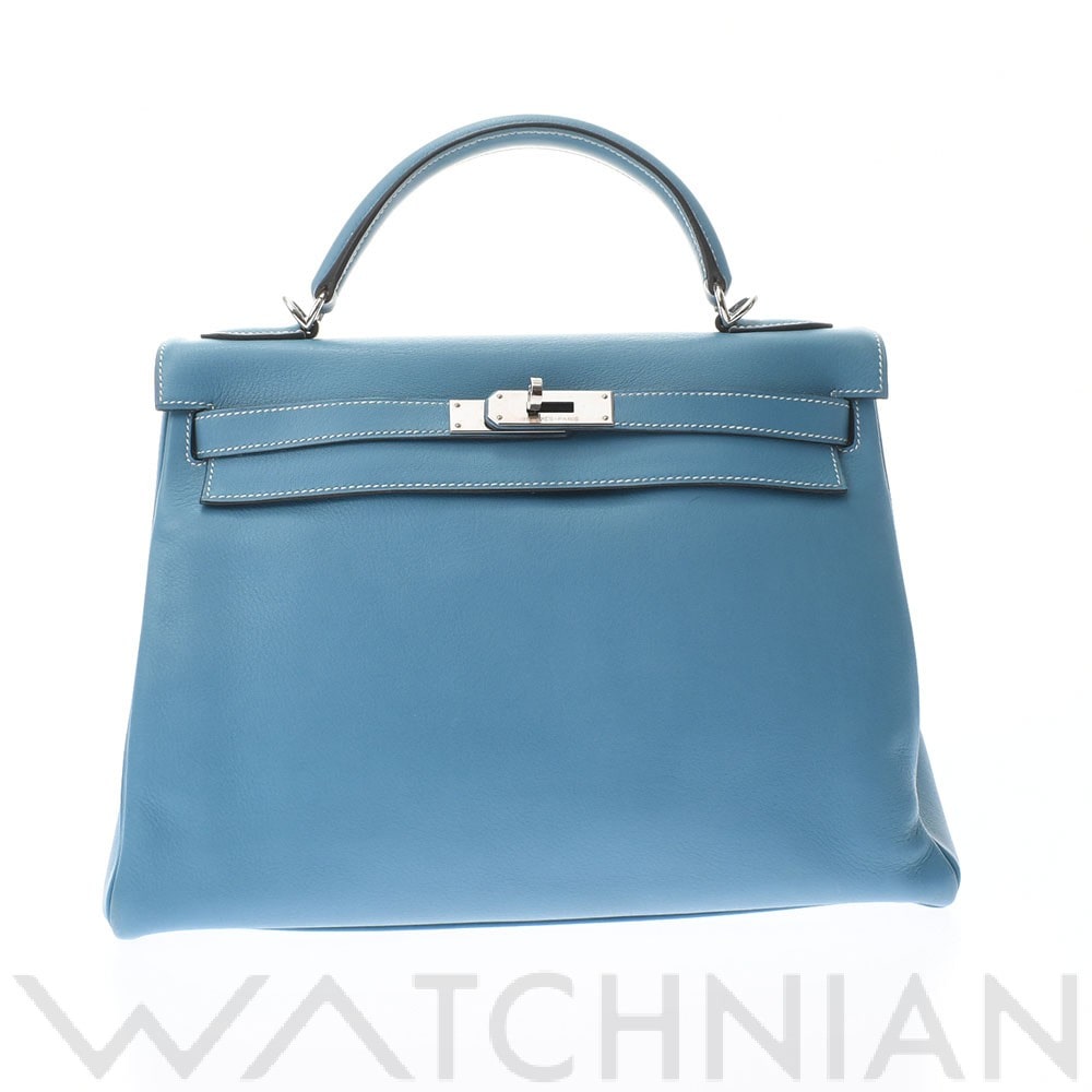 ケリー 32 内縫い ブルージーン/パラジウム金具 ヴォースイフト HERMES エルメス レディース 【中古】