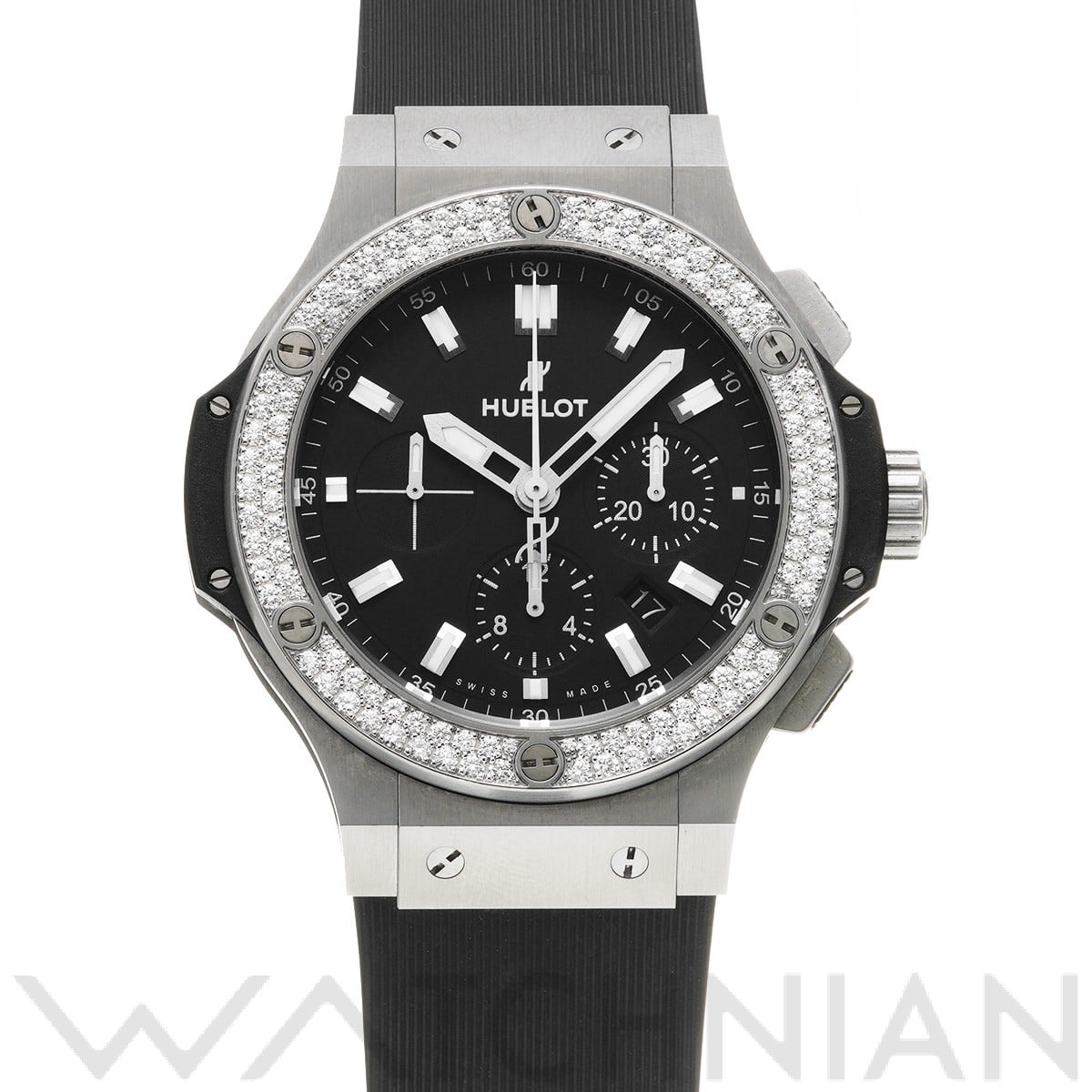 ビッグバン スチール ダイヤモンド 301.SX.1170.RX.1104 マットブラック ウブロ HUBLOT メンズ 【中古】