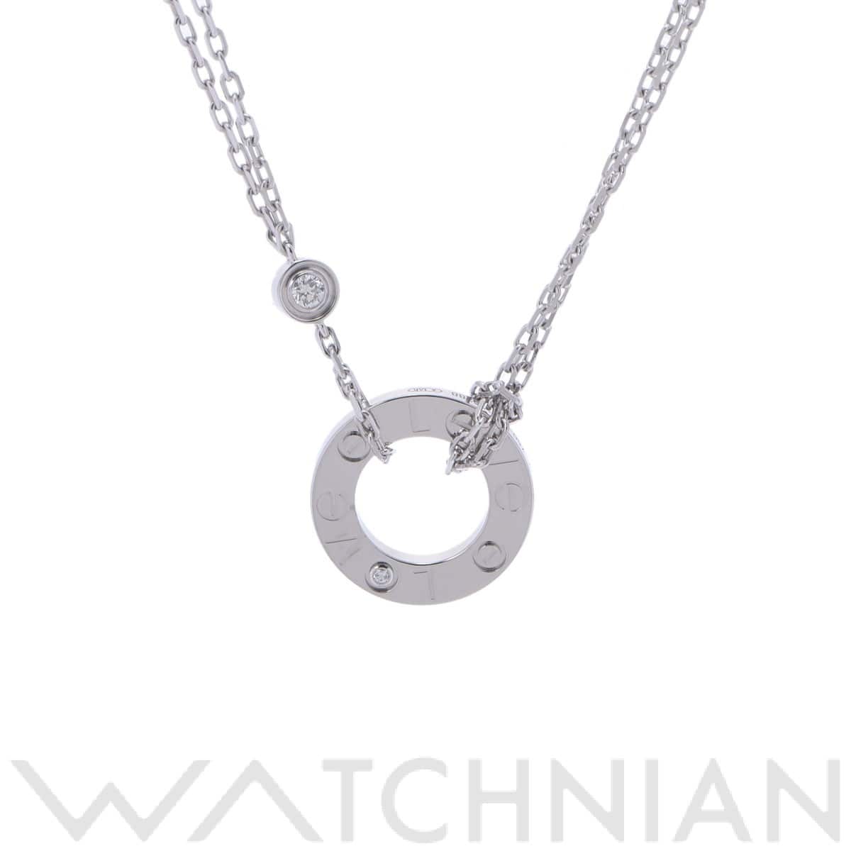 カルティエ ラブサークル ネックレス 2PD シルバー B7219400 K18ホワイトゴールド WG レディース ジュエリー 【中古】【jewelry】