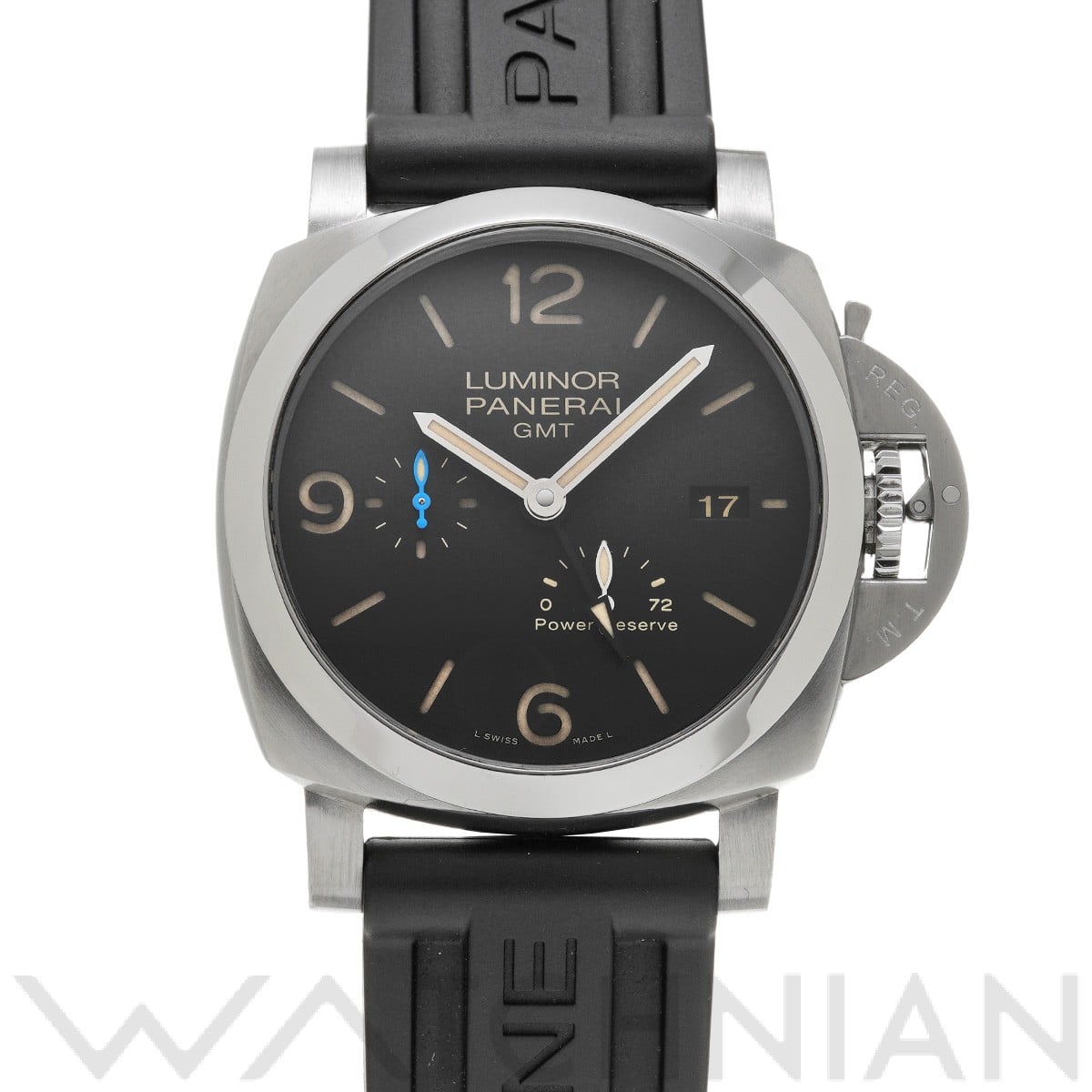 ルミノール GMT パワーリザーブ PAM01321 T番(2017年製造) ブラック パネライ OFFICINE PANERAI メンズ 【中古】