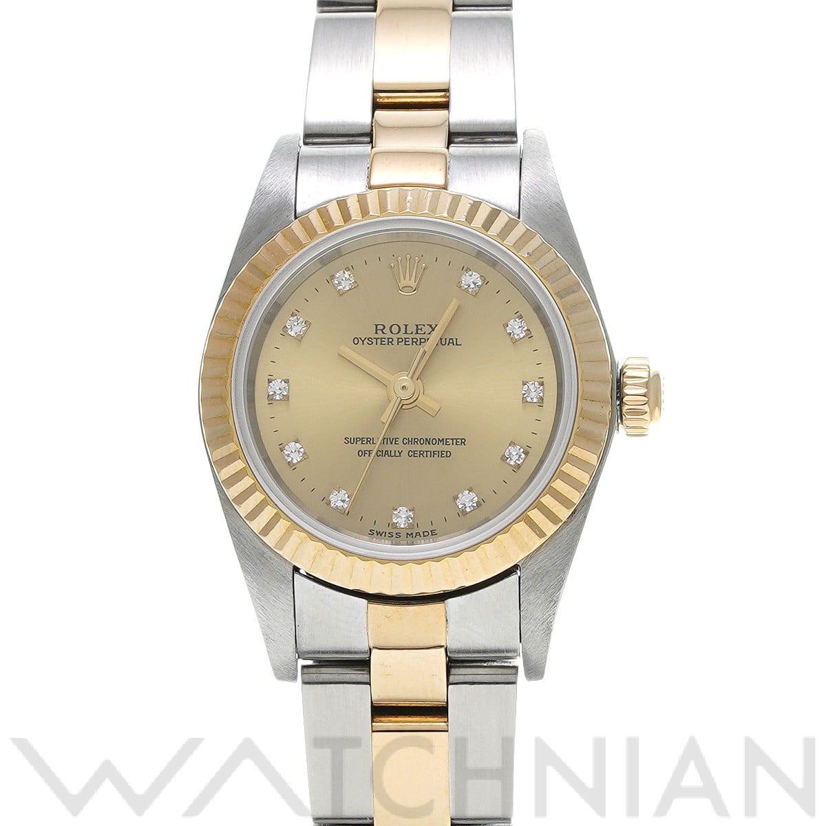 オイスターパーペチュアル 76193G P番(2000年頃製造) シャンパン/ダイヤモンド ロレックス ROLEX レディース 【中古】