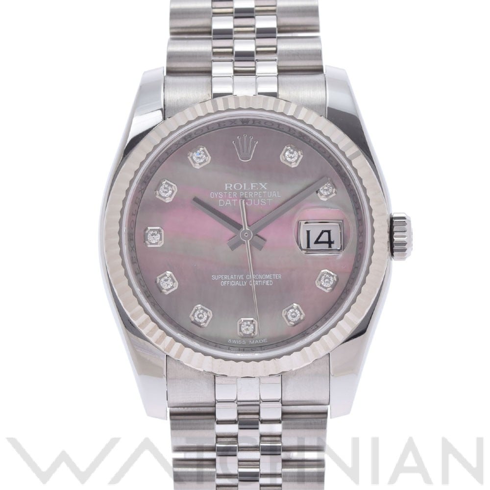 ロレックス デイトジャスト 36 116234NG ブラックシェル/ダイヤモンド メンズ 時計 【中古】【wristwatch】