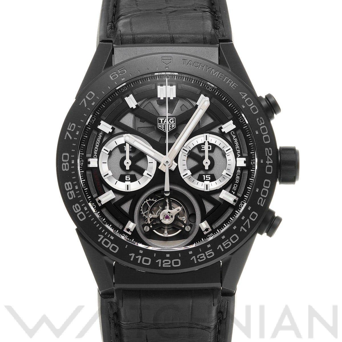 カレラ キャリバーホイヤー02T クロノグラフ トゥールビヨン CAR5A90.FC6415 ブラック タグ ホイヤー TAG HEUER メンズ 【中古】