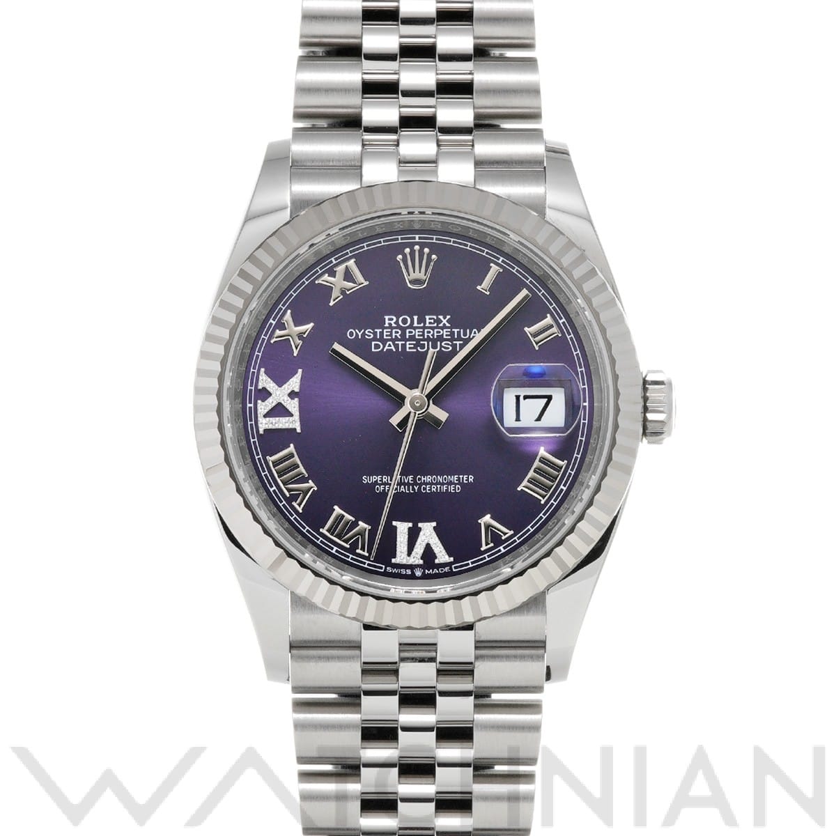 ロレックス デイトジャスト 36 126234 オーベルジーヌ/ダイヤモンド メンズ 時計 【中古】【wristwatch】