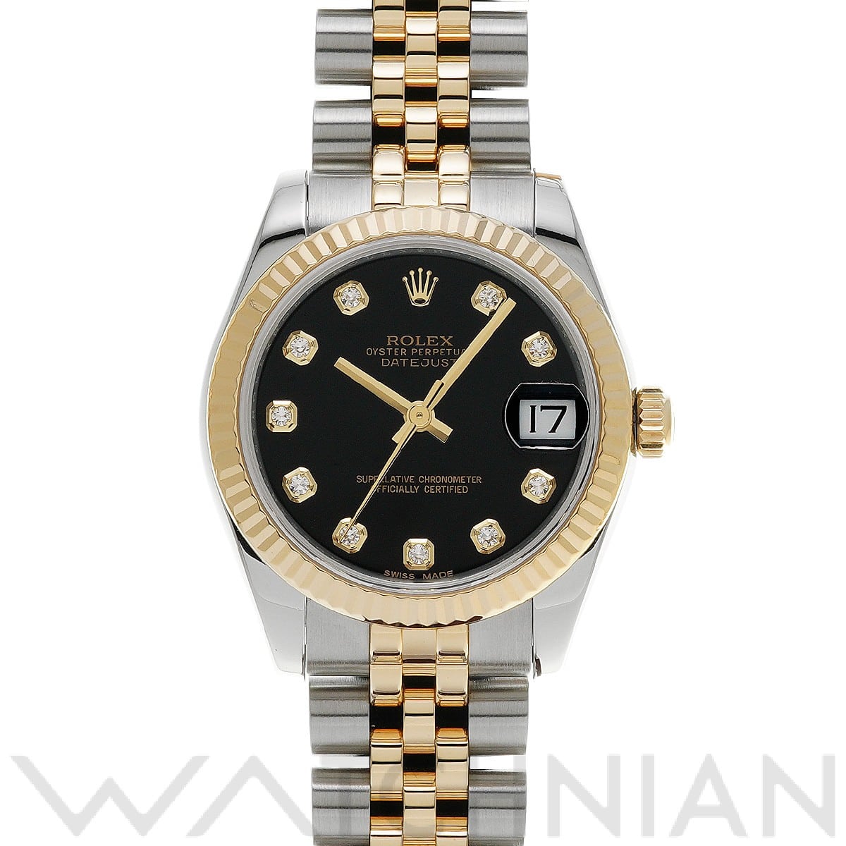 ロレックス デイトジャスト 31 178273G ブラック/ダイヤモンド ユニセックス 時計 【中古】【wristwatch】