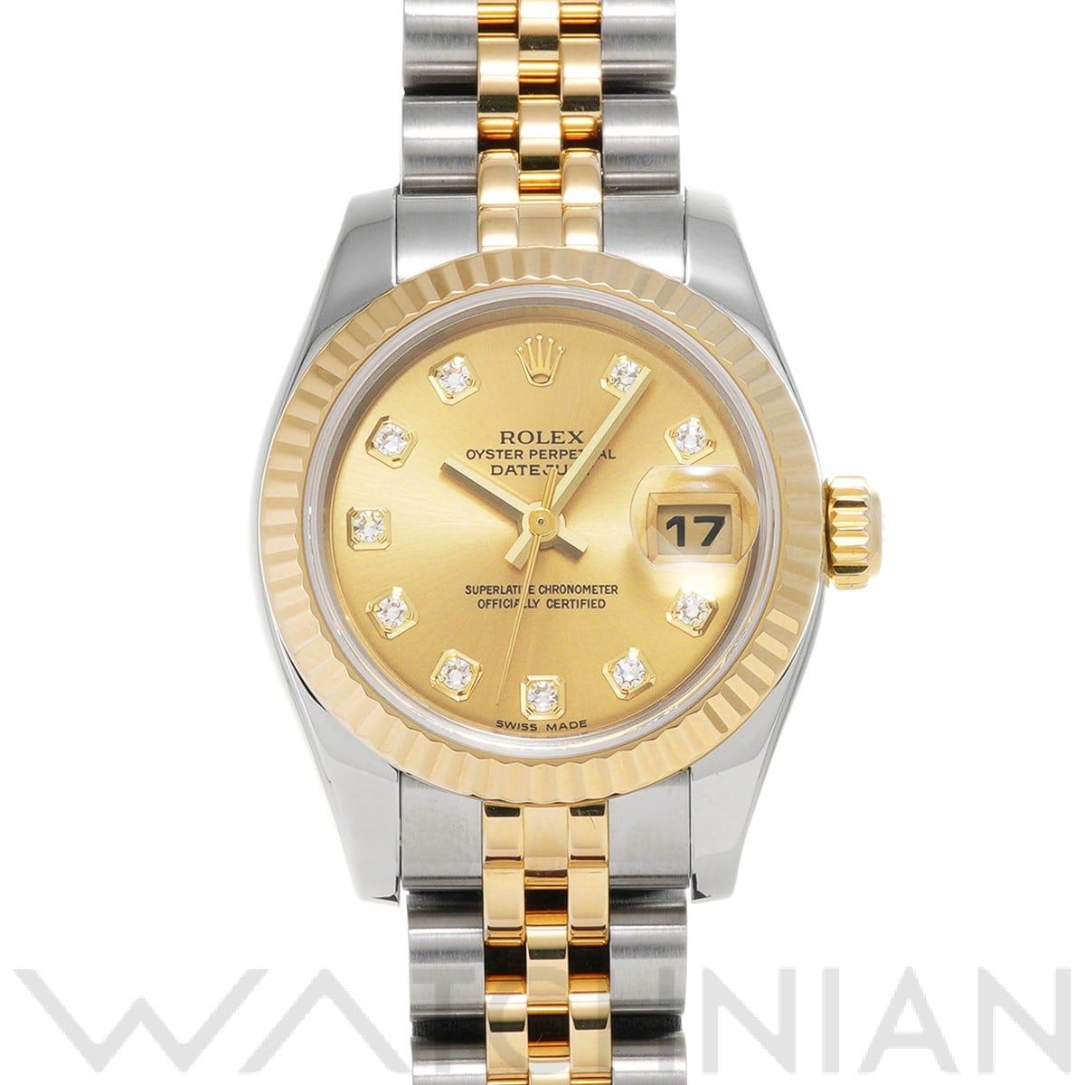 ロレックス デイトジャスト 26 179173G シャンパン/ダイヤモンド レディース 時計 【中古】【wristwatch】