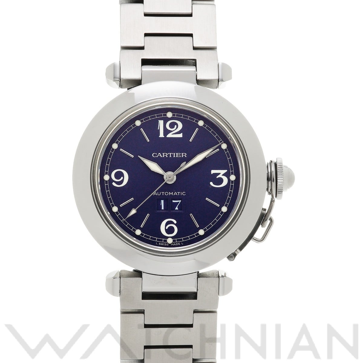 カルティエ / CARTIER パシャC ビッグデイト W31047M7 ブルー ユニセックス 時計 【中古】【wristwatch】