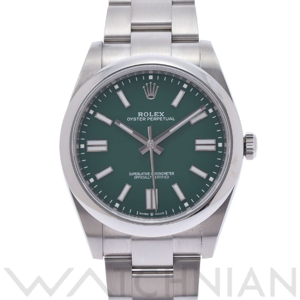 ロレックス オイスターパーペチュアル 41 124300 グリーン メンズ 時計 【中古】【wristwatch】