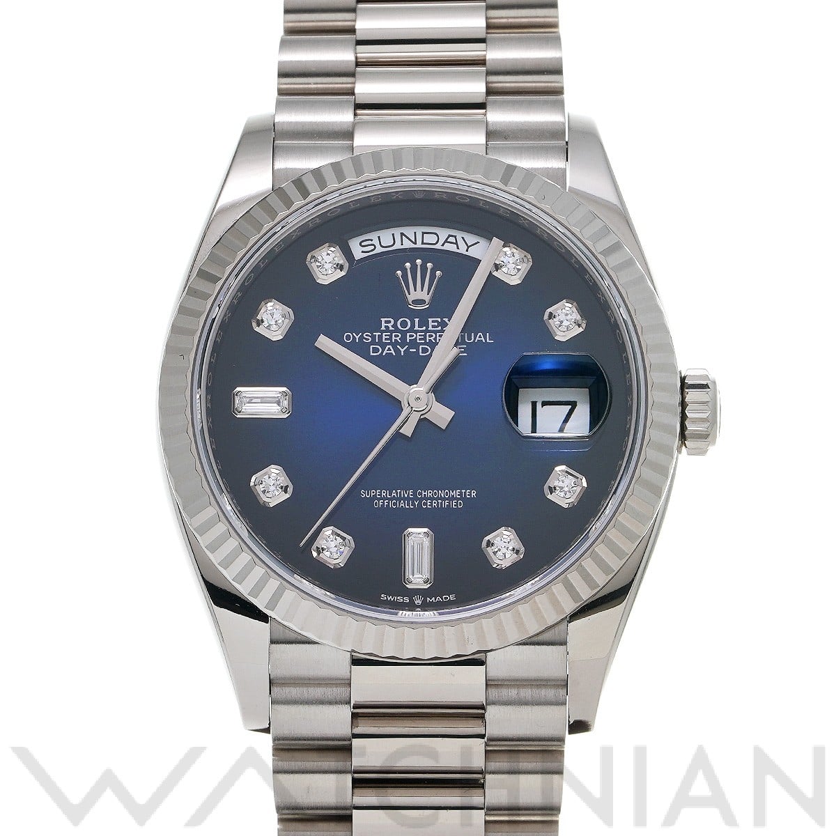 ロレックス デイデイト 36 128239A ブルーオンブレ/ダイヤモンド メンズ 時計 【中古】【wristwatch】