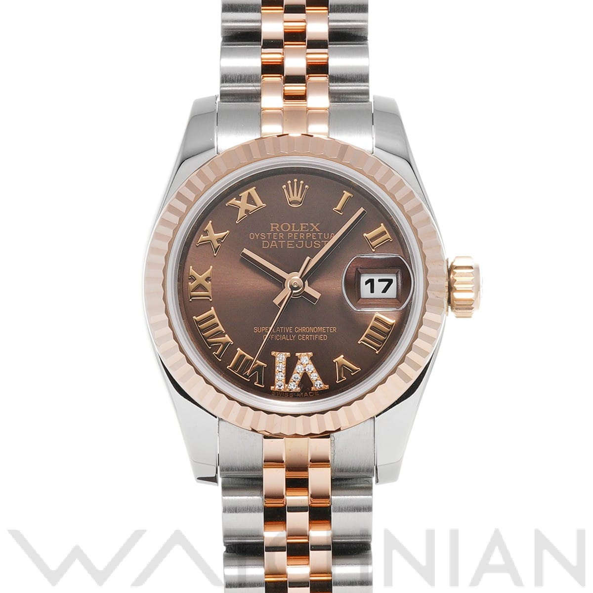 ロレックス レディ デイトジャスト 26 179171 チョコレート/ダイヤモンド レディース 時計 【中古】【wristwatch】