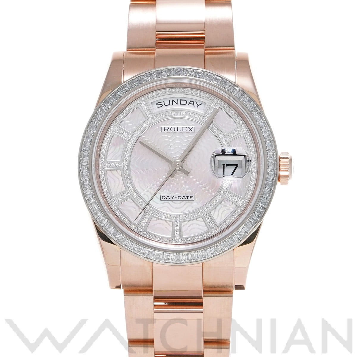 ロレックス デイデイト 36 カルーセル 118395BR ピンクシェル/ダイヤモンド メンズ 時計 【中古】【wristwatch】