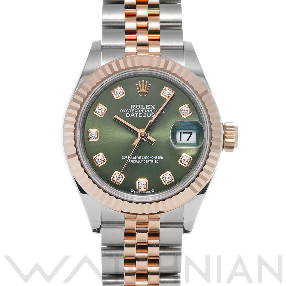 ロレックス レディ デイトジャスト 28 279171G オリーブグリーン/ダイヤモンド レディース 時計 【中古】【wristwatch】