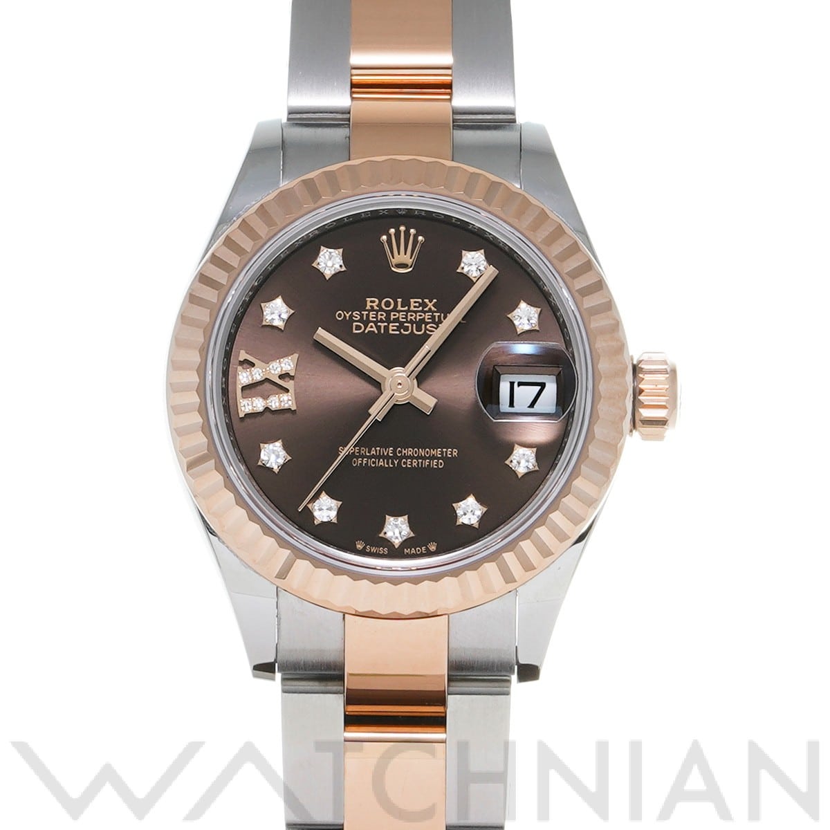 ロレックス レディ デイトジャスト 28 279171G チョコレート/ダイヤモンド レディース 時計 【中古】【wristwatch】