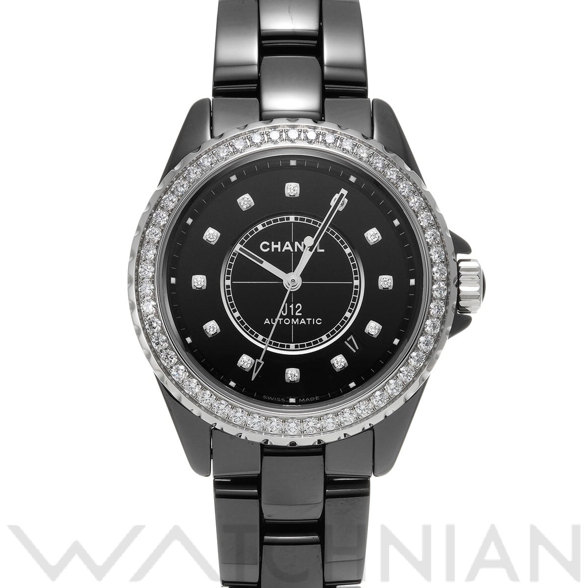 シャネル / CHANEL J12 キャリバー 12.1 38MM H6526 ブラックラッカー/ダイヤモンド メンズ 時計 【中古】【wristwatch】