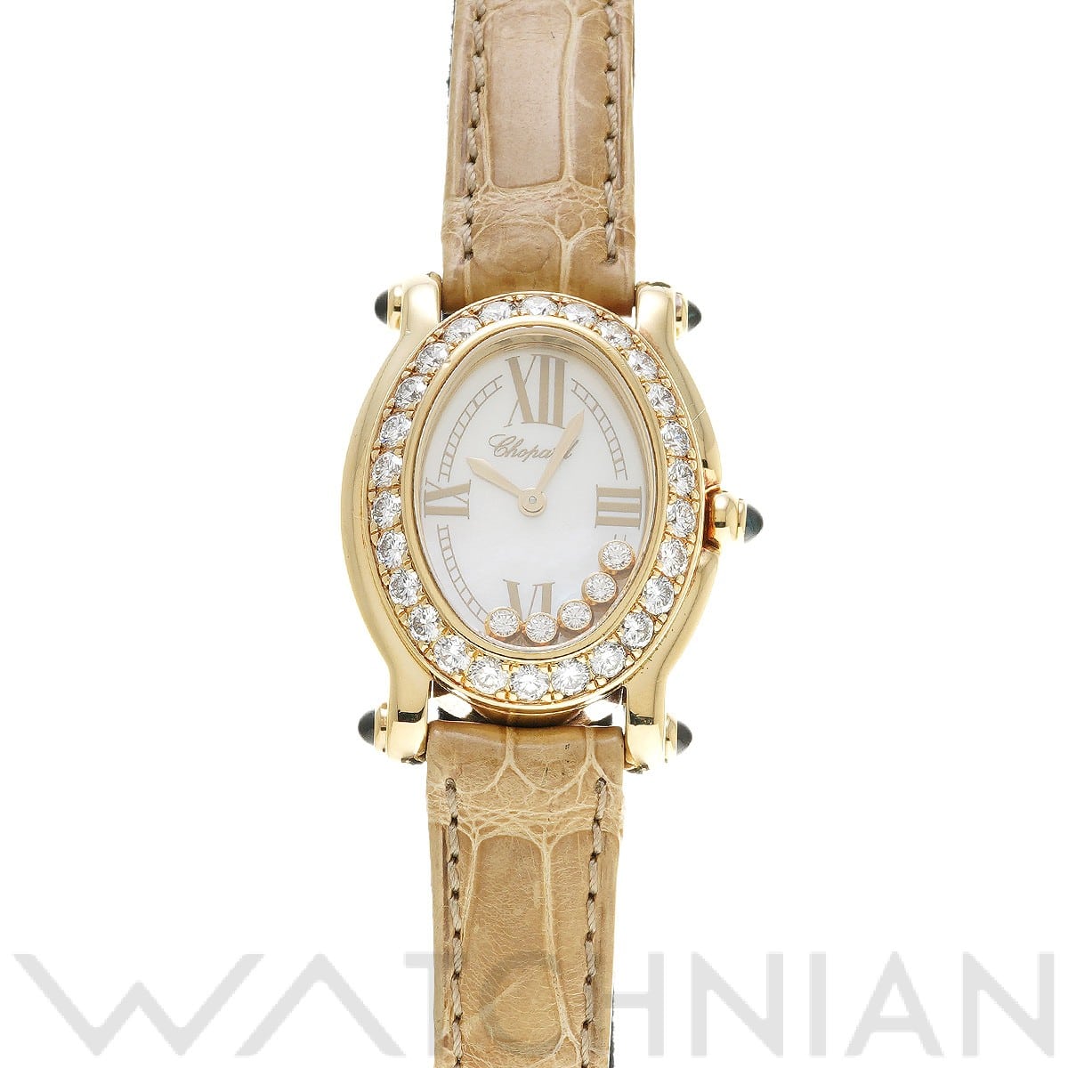 ショパール ハッピースポーツ 27/7465-23/11 ホワイトシェル/ダイヤモンド レディース 時計 【中古】【wristwatch】