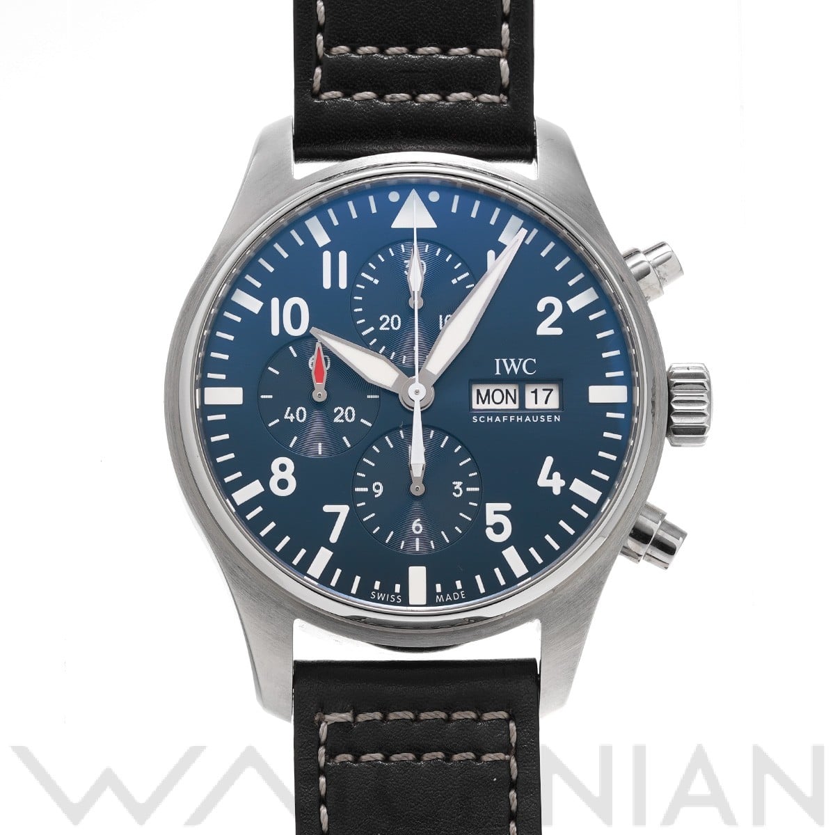 パイロットウォッチ クロノグラフ プティ・プランス IW377714 ブルー インターナショナルウォッチカンパニー IWC メンズ 【中古】