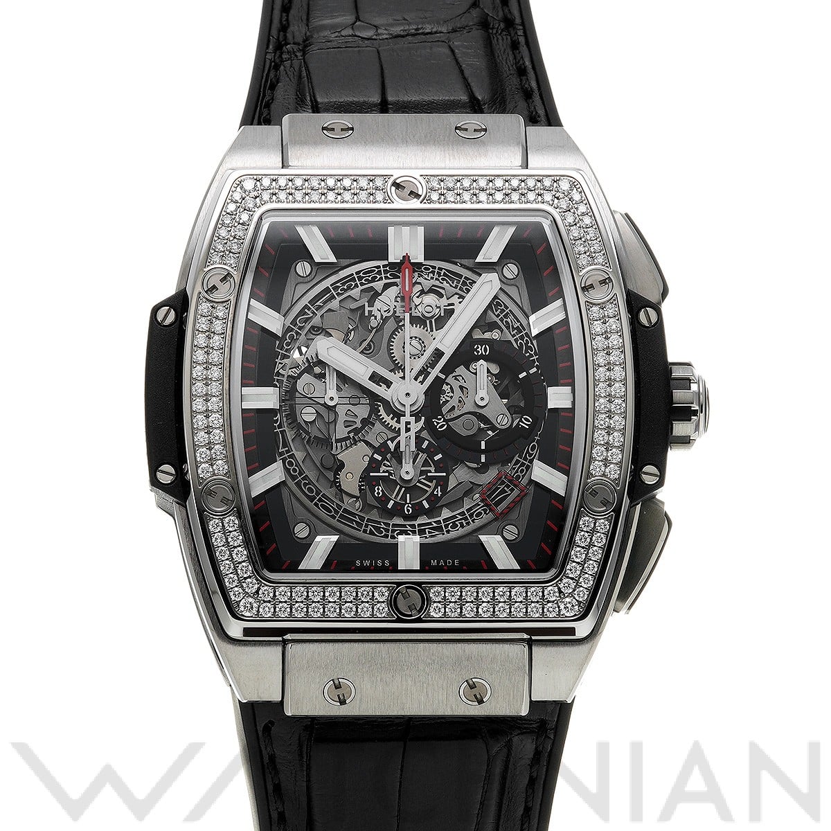 スピリット オブ ビッグバン チタニウム ダイヤモンド 601.NX.0173.LR.1104 グレー/スケルトン ウブロ HUBLOT メンズ 【中古】