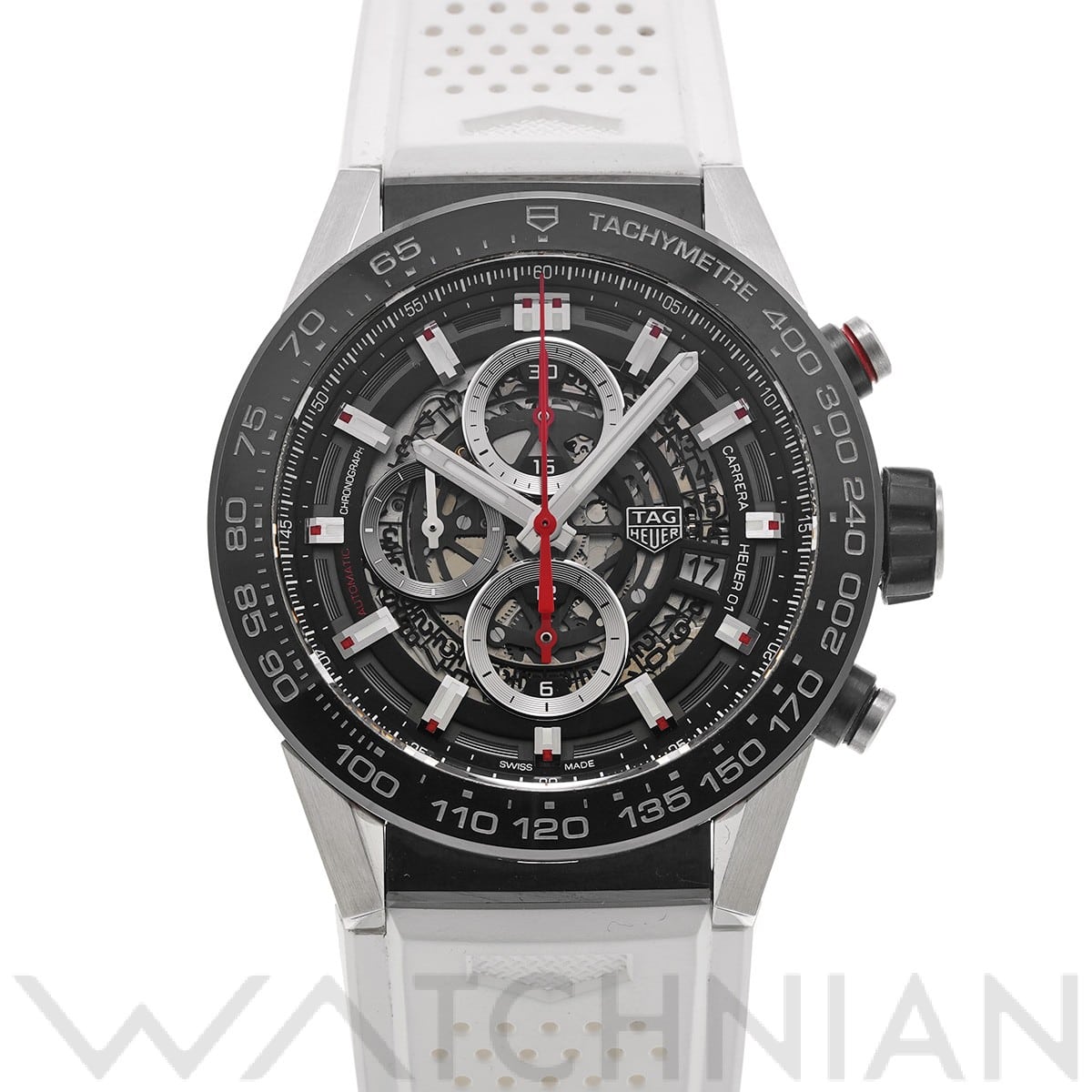 カレラ キャリバーホイヤー01 クロノグラフ CAR2A1Z.FT6051 ブラック タグ ホイヤー TAG HEUER メンズ 【中古】