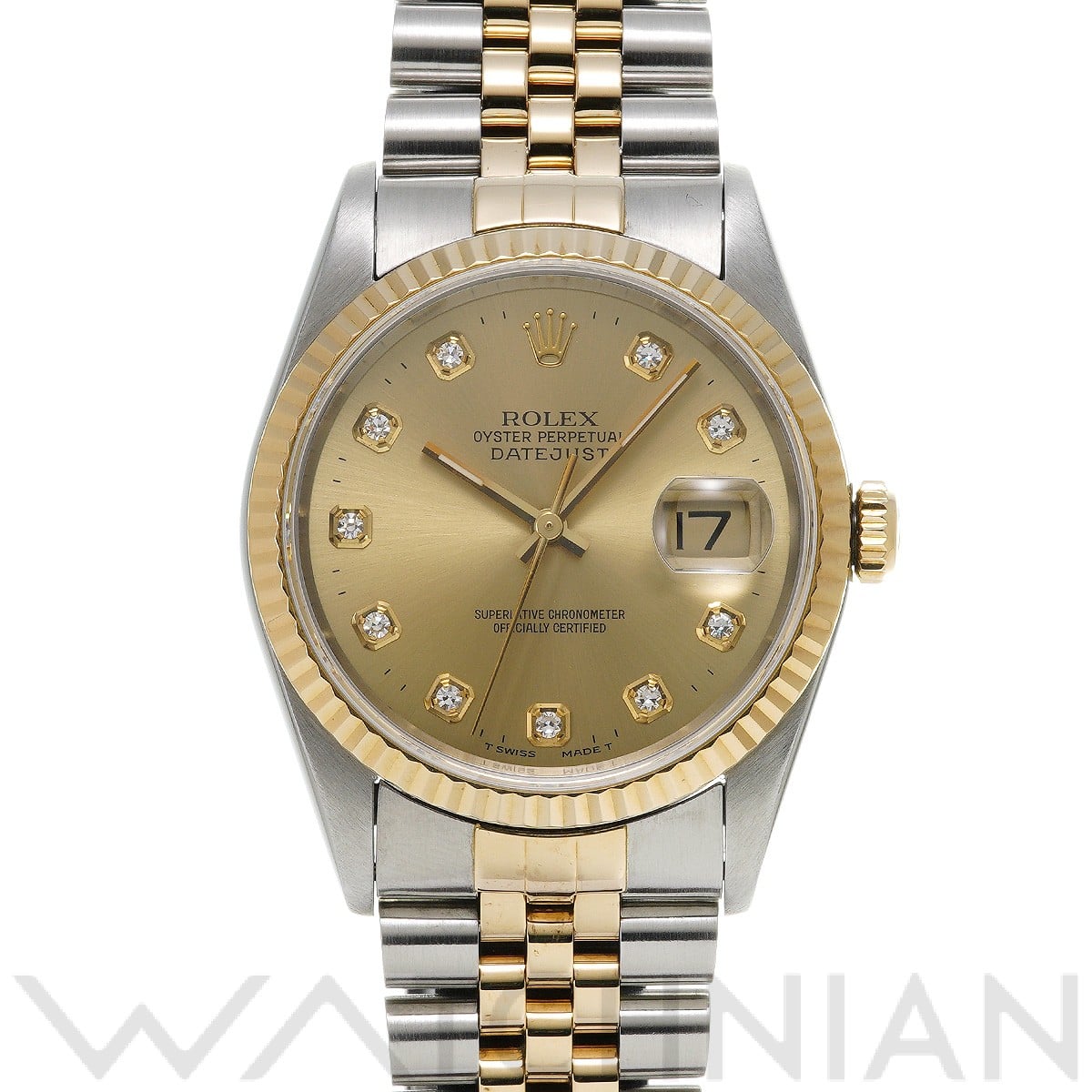 ロレックス デイトジャスト 36 16233G シャンパン/ダイヤモンド メンズ 時計 【中古】【wristwatch】