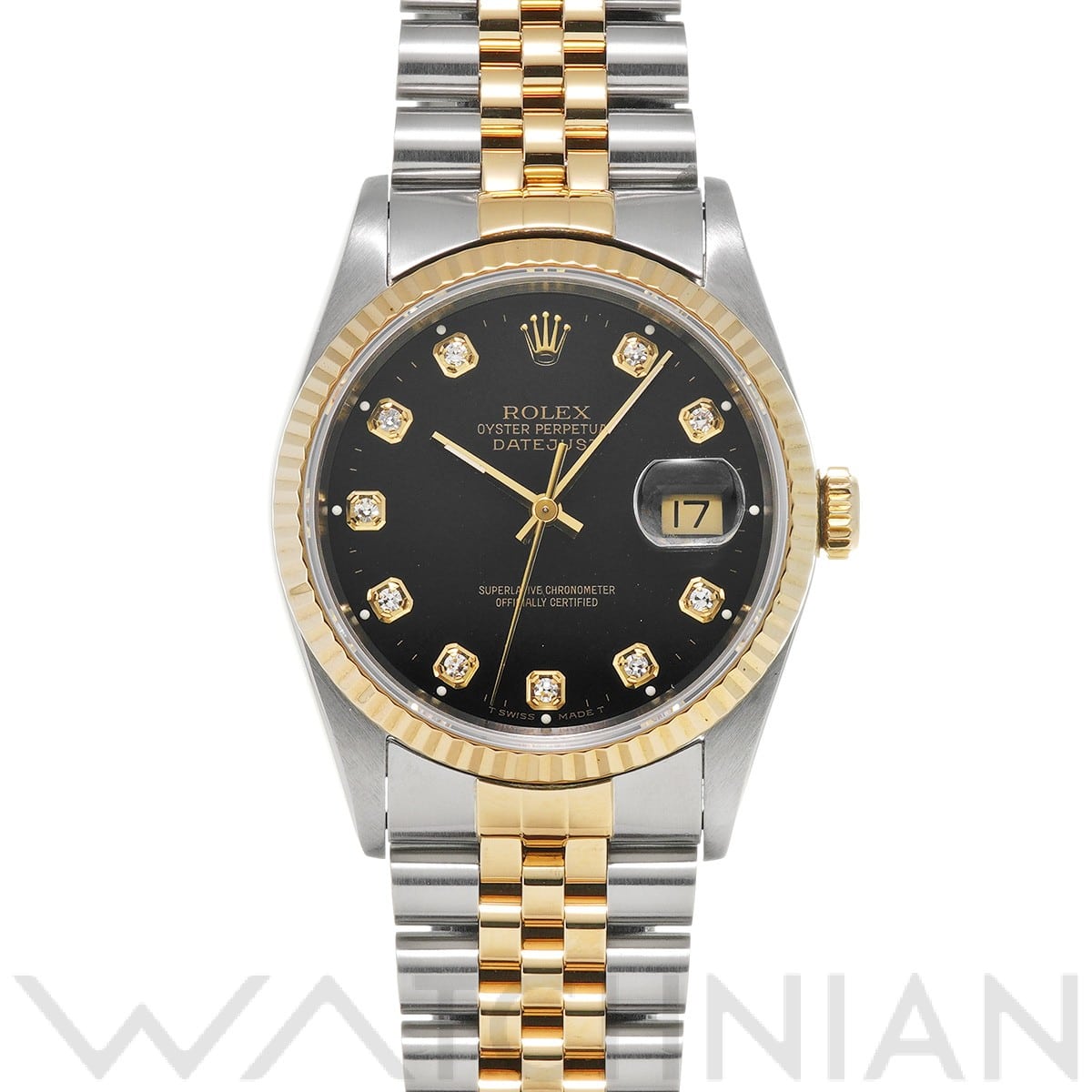 ロレックス デイトジャスト 36 16233 ブラック メンズ 時計 【中古】【wristwatch】