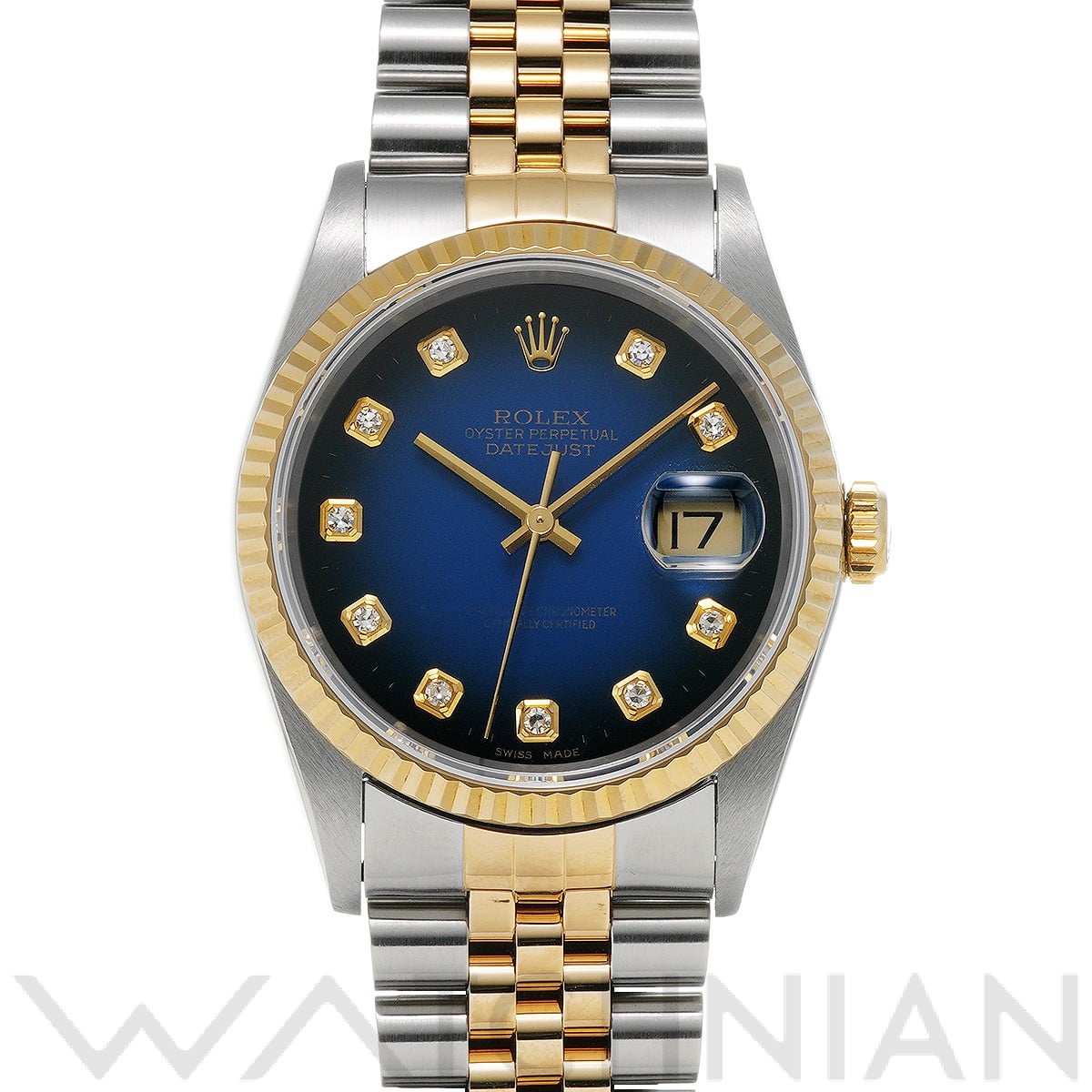 ロレックス デイトジャスト 16233G ブルー・グラデーション/ダイヤモンド メンズ 時計 【中古】【wristwatch】