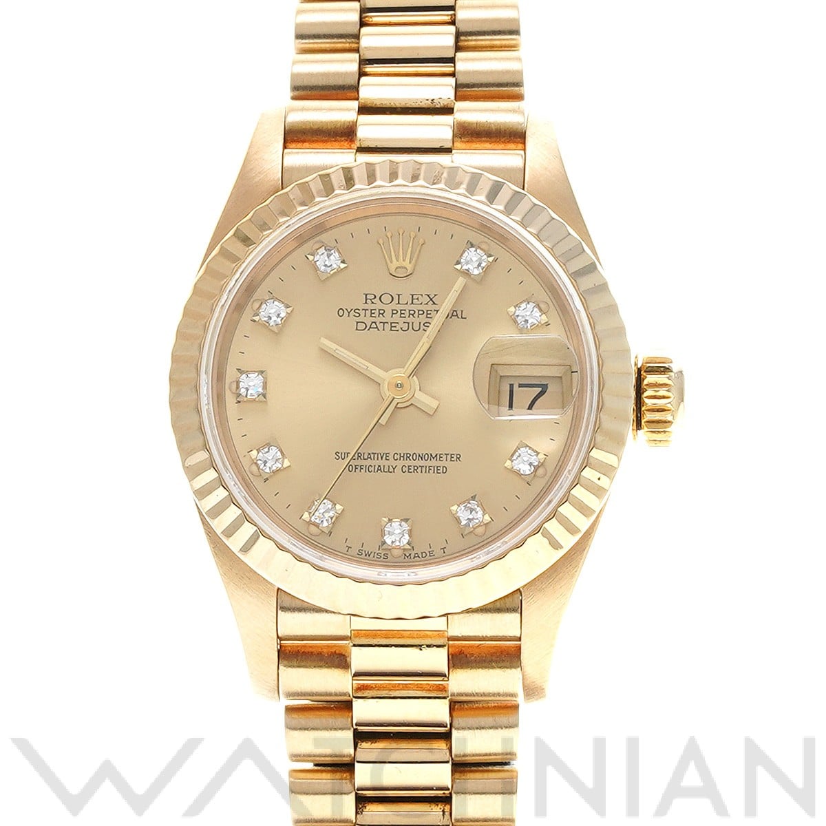 デイトジャスト 69178G 96番台(1986年頃製造) シャンパン/ダイヤモンド ロレックス ROLEX レディース 【中古】