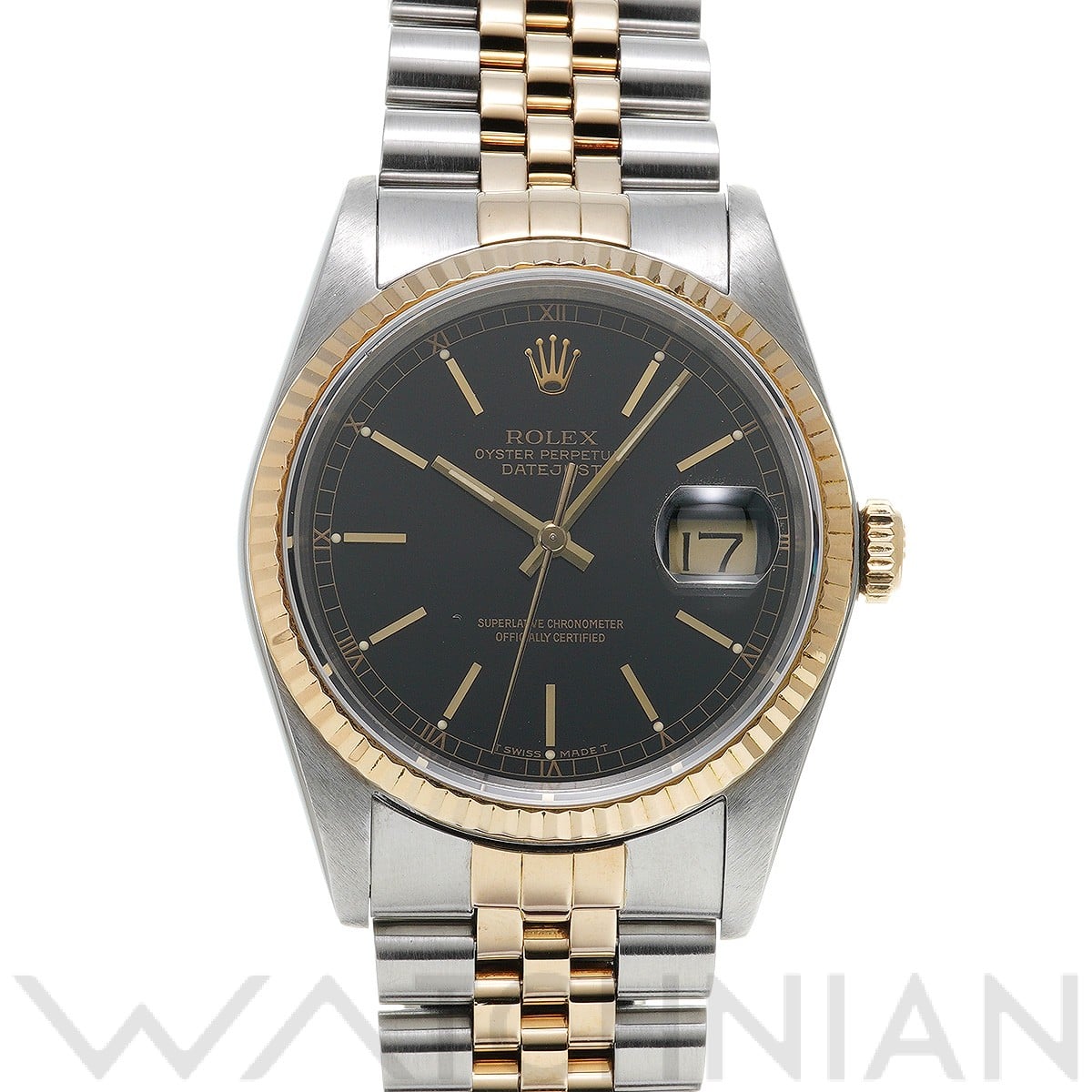 ロレックス デイトジャスト 36 16233 ブラック メンズ 時計 【中古】【wristwatch】