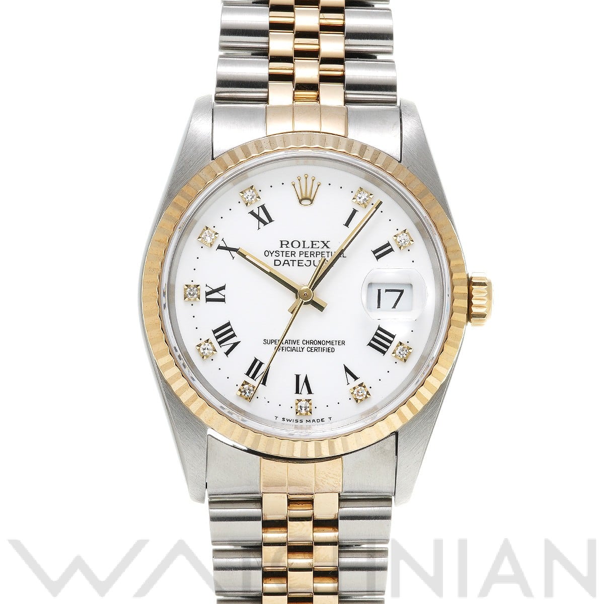 ロレックス デイトジャスト 16233G ホワイト/ダイヤモンド メンズ 時計 【中古】【wristwatch】