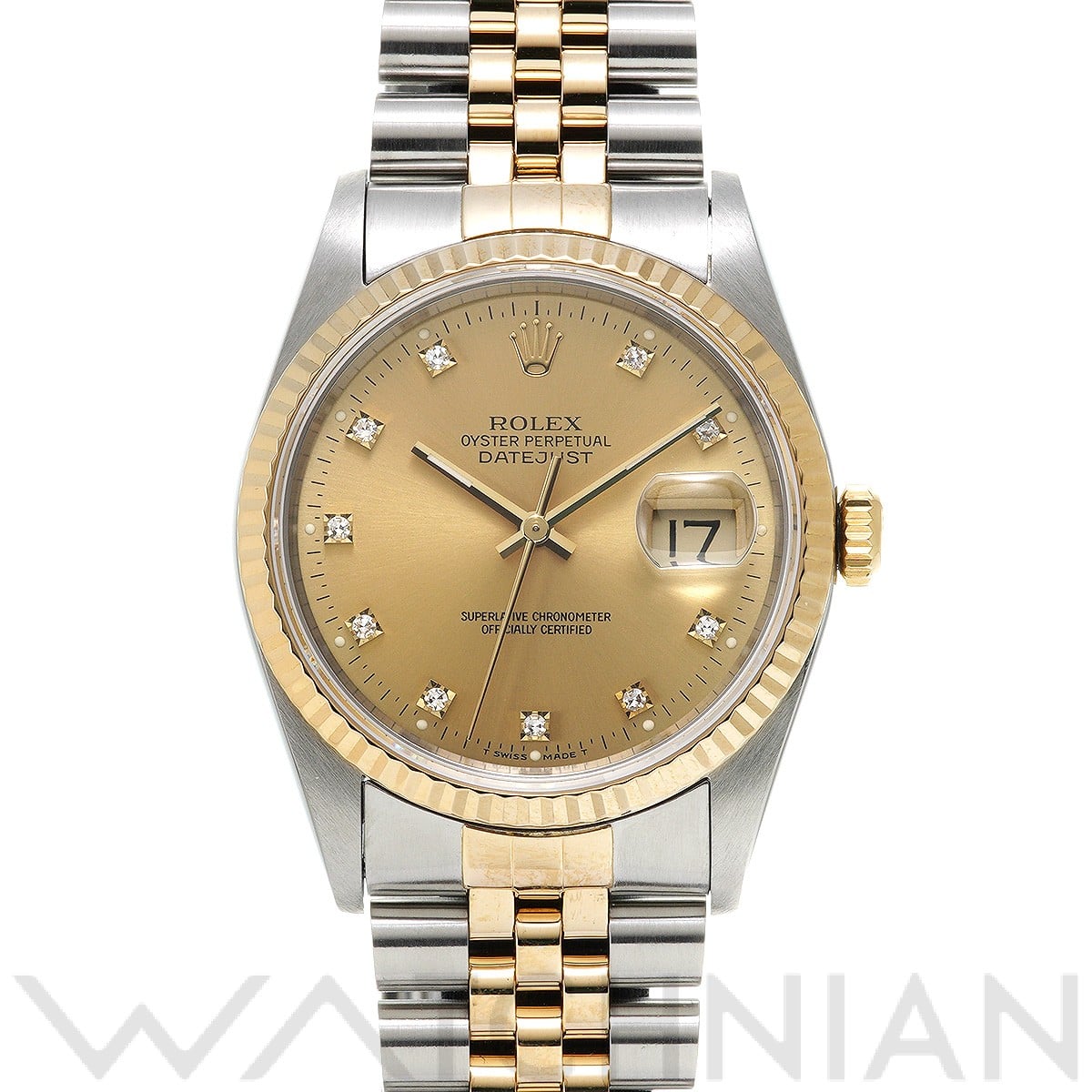 ロレックス デイトジャスト 16233G シャンパン/ダイヤモンド メンズ 時計 【中古】【wristwatch】