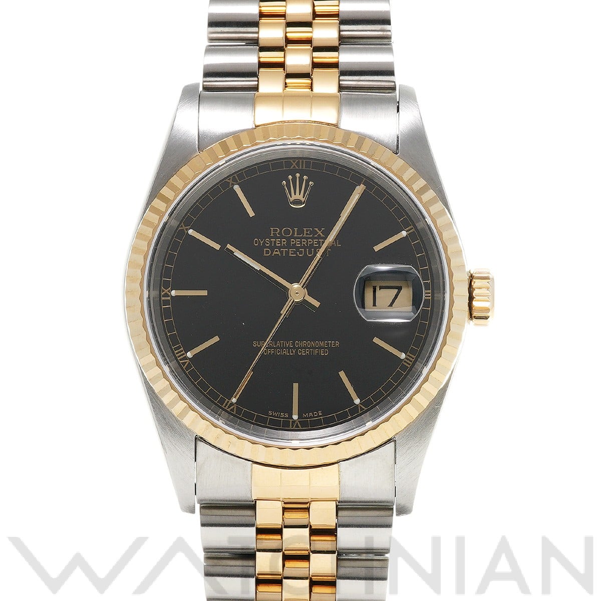 ロレックス デイトジャスト 16233 ブラック/ダイヤモンド メンズ 時計 【中古】【wristwatch】