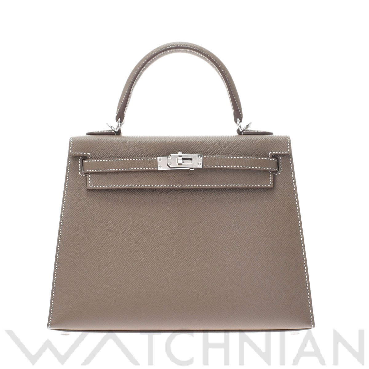 ケリー 25 外縫い 2WAY エトゥープ/パラジウム金具 ヴォーエプソン HERMES エルメス レディース 【中古】