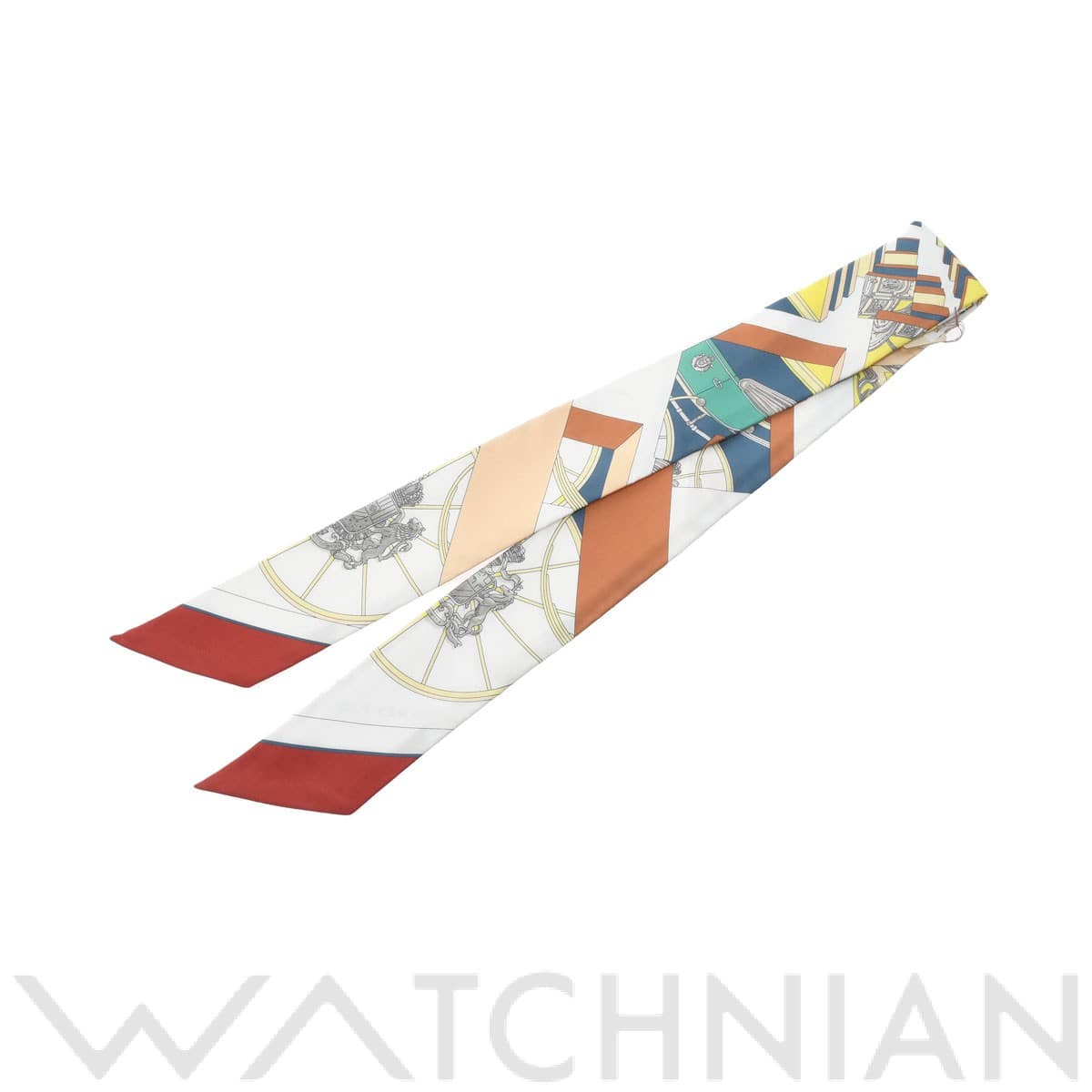 エルメス / HERMES ツイリー SPRINGS SPRINGS BAGUETTE ホワイト/ベージュ/ペトロール 063932S 05 シルク100％ レディース 【新品】【other】