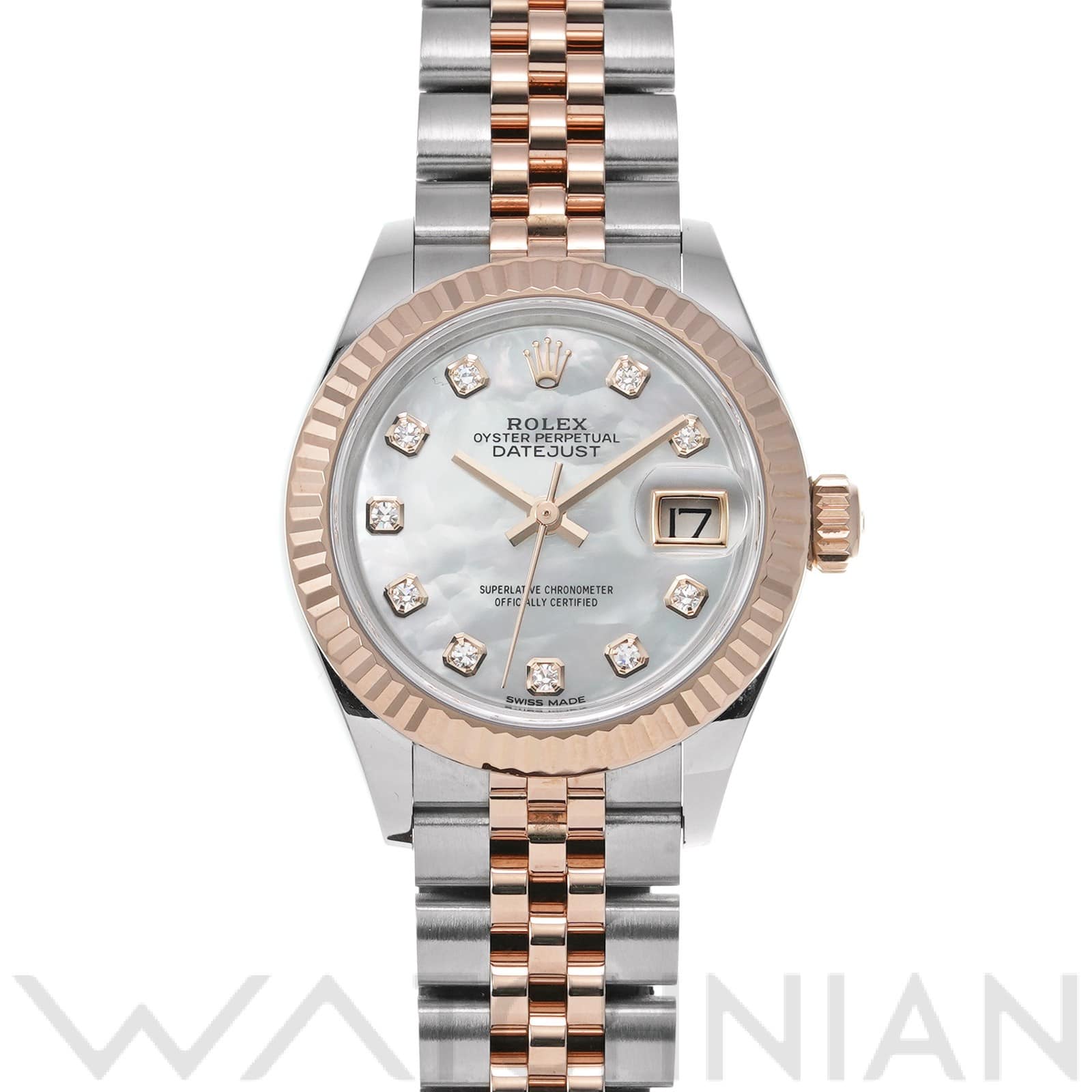 ロレックス レディ デイトジャスト 28 279171NG ホワイトシェル/ダイヤモンド レディース 時計 【未使用】【wristwatch】