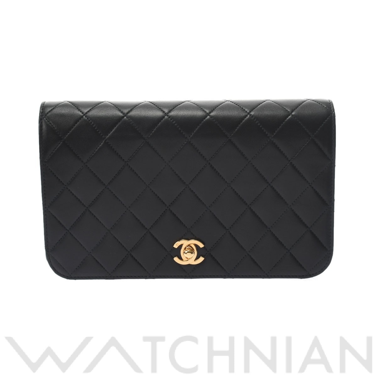 マトラッセ フルフラップ チェーンショルダー ブラック/ゴールド金具 A03568 ラムスキン CHANEL シャネル レディース 【中古】