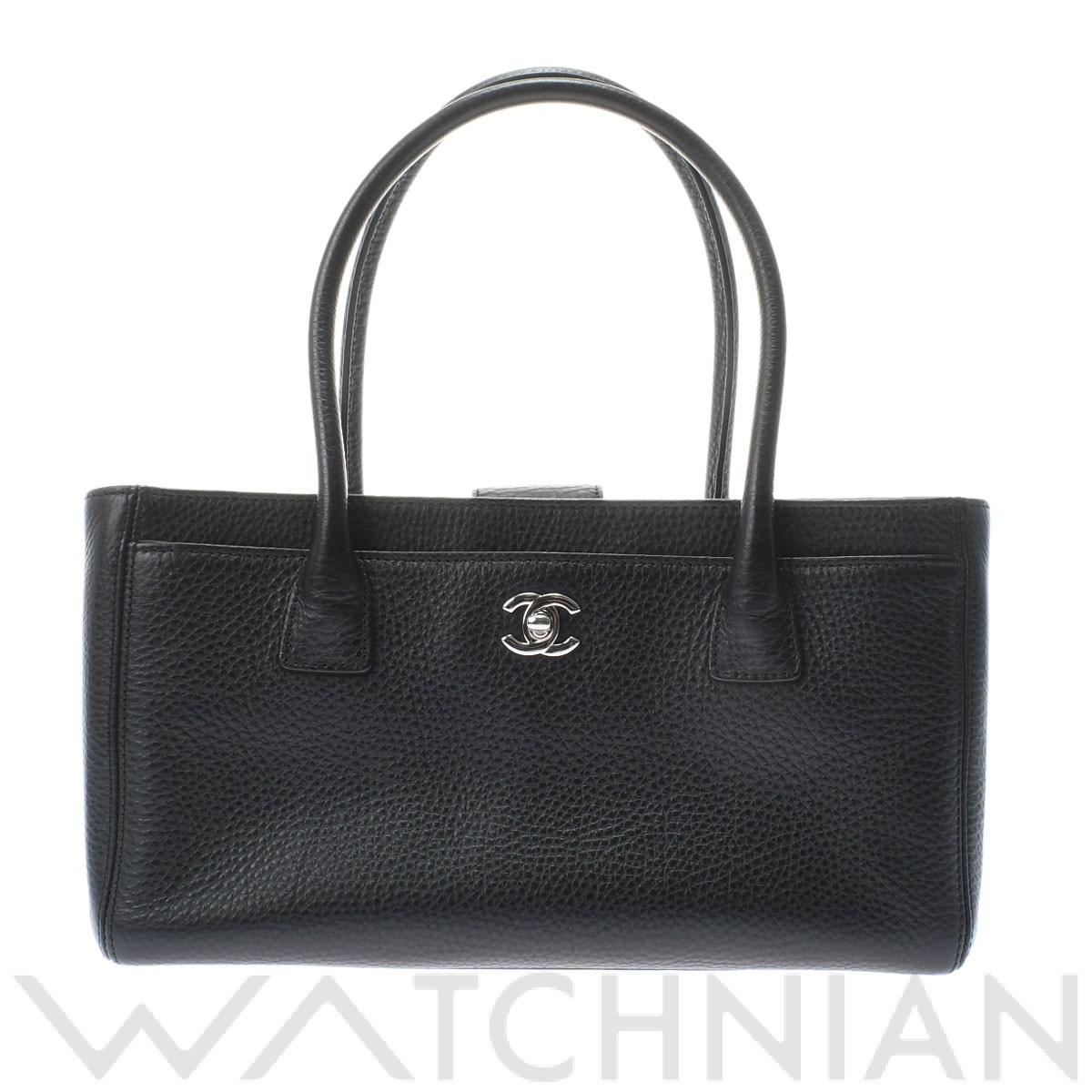 エグゼクティブトート ブラック/シルバー金具 A67282 グレインドカーフスキン CHANEL シャネル レディース 【中古】