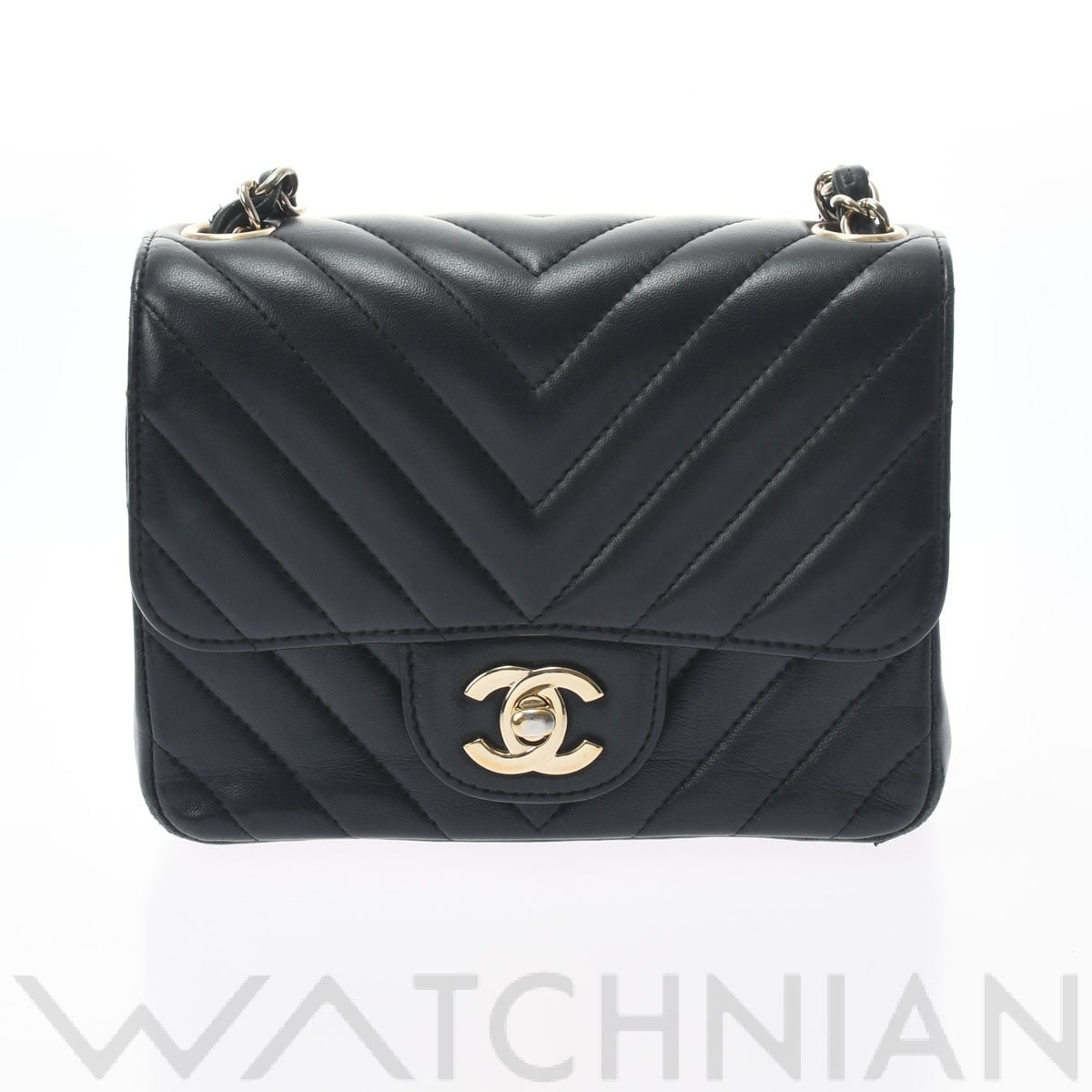 マトラッセ ミニフラップバッグ 17 シェブロン ブラック A35200 ラムスキン CHANEL シャネル レディース 【中古】