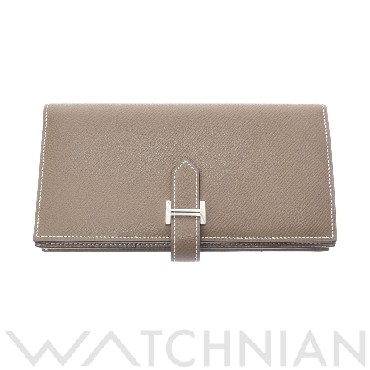 エルメス ベアン スフレ エトゥープ/パラジウム金具 ヴォーエプソン レディース 財布 【中古】【purse】