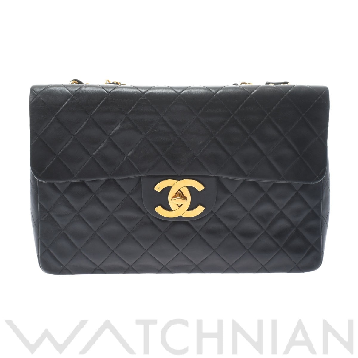 マトラッセ チェーンショルダー 34 ブラック/ゴールド金具 A01094 ラムスキン CHANEL シャネル レディース 【中古】