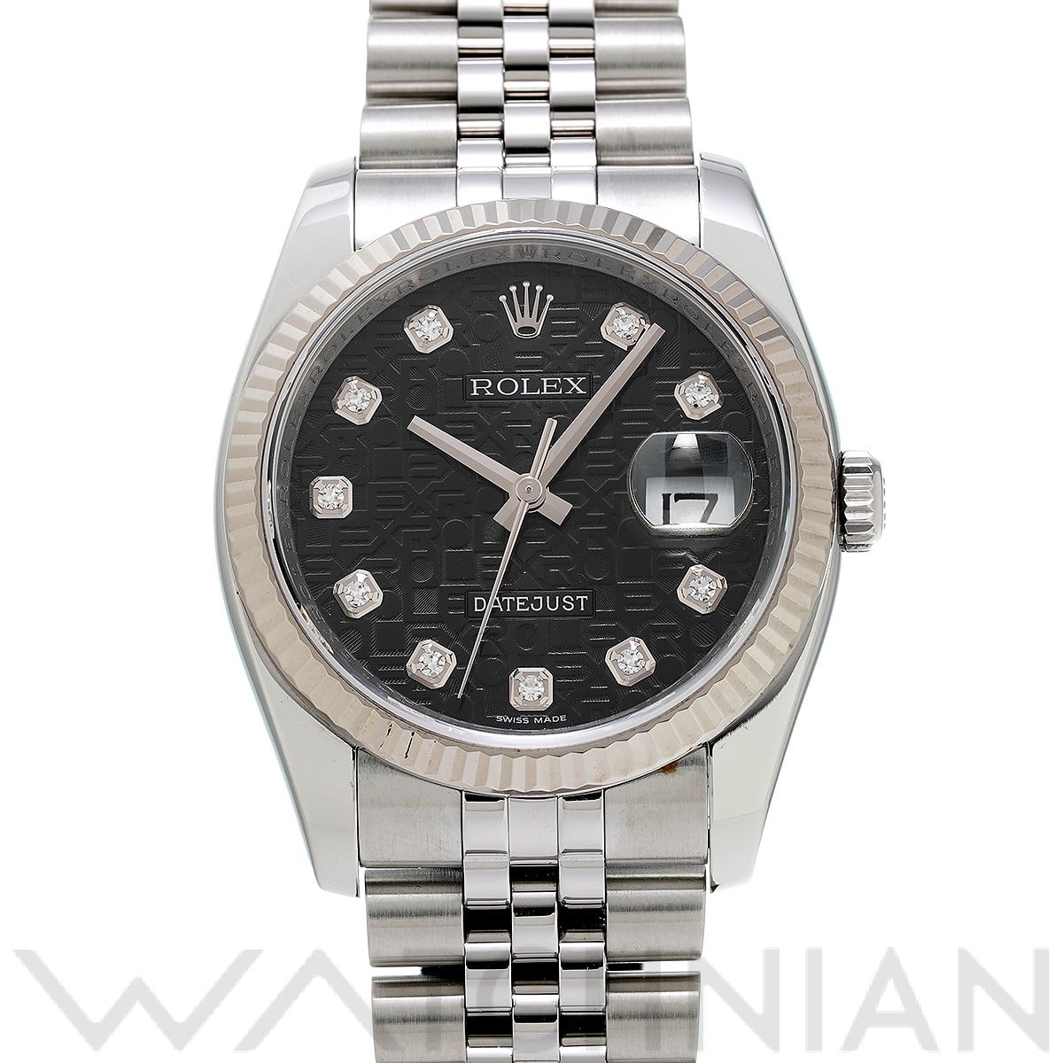 ロレックス デイトジャスト 36 116234G ブラックコンピュータ/ダイヤモンド メンズ 時計 【中古】【wristwatch】