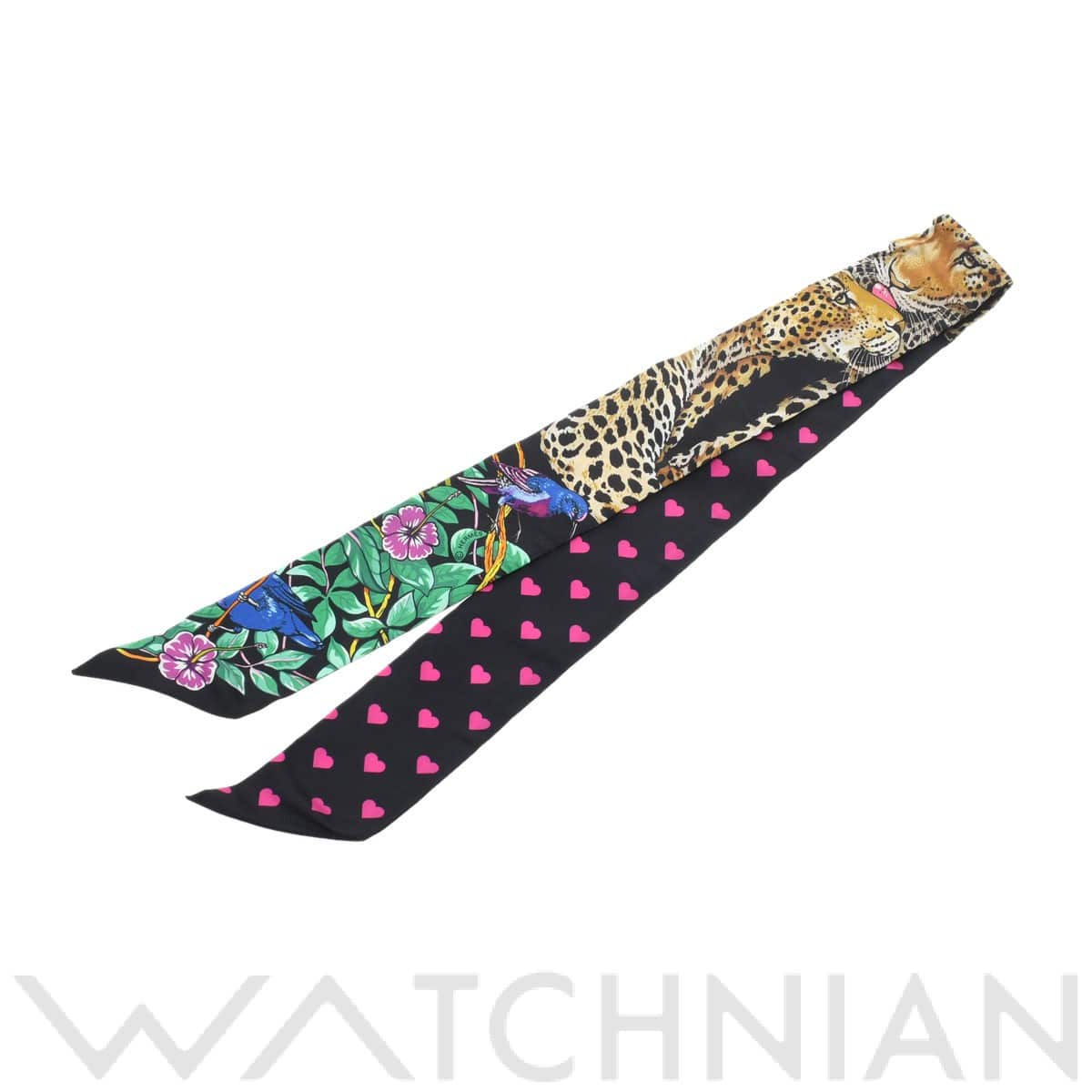 エルメス / HERMES ツイリー Jungle Love Love ブラック シルク100％ レディース 【中古】【other】