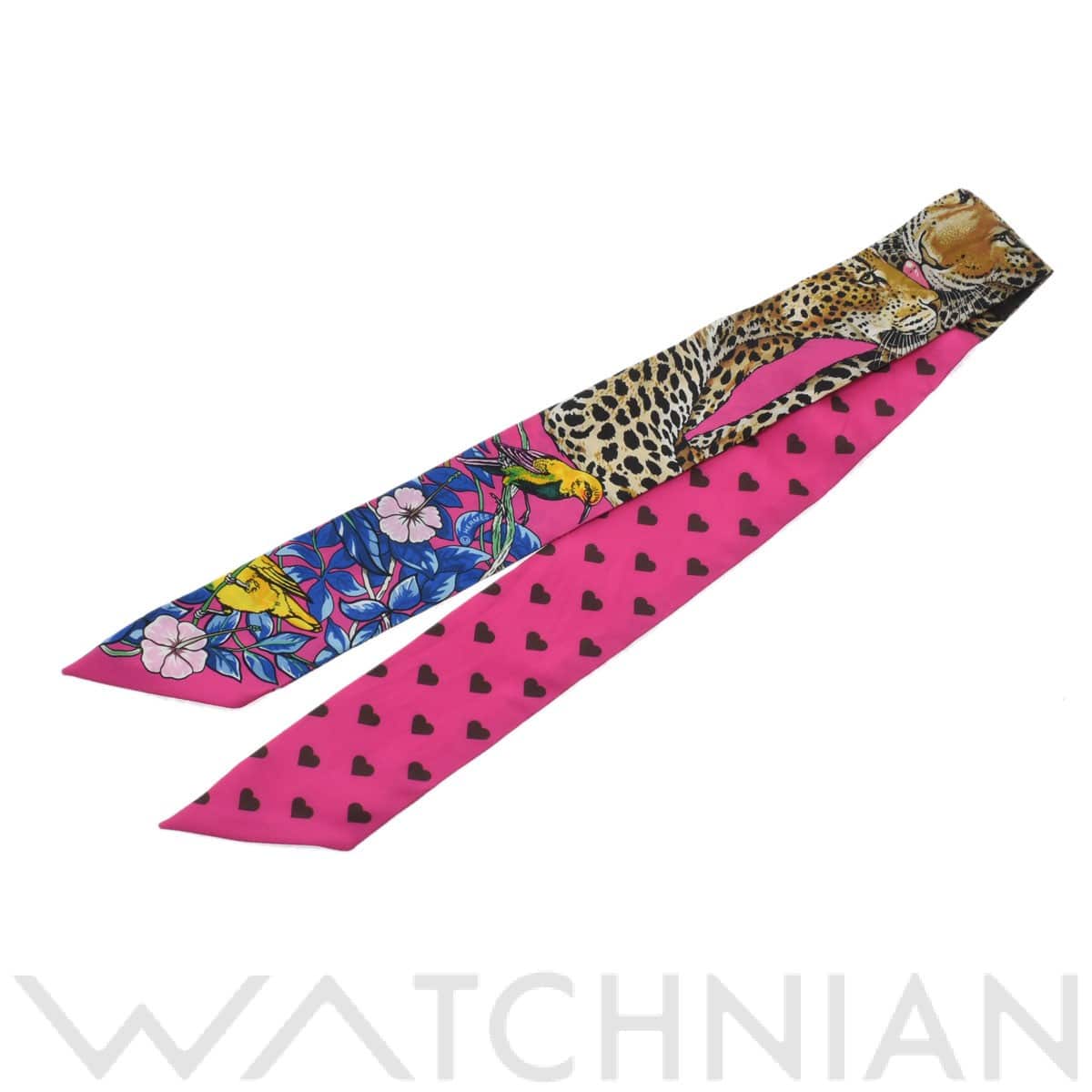 エルメス / HERMES ツイリー Jungle Love Love ピンク シルク100％ レディース 【中古】【other】