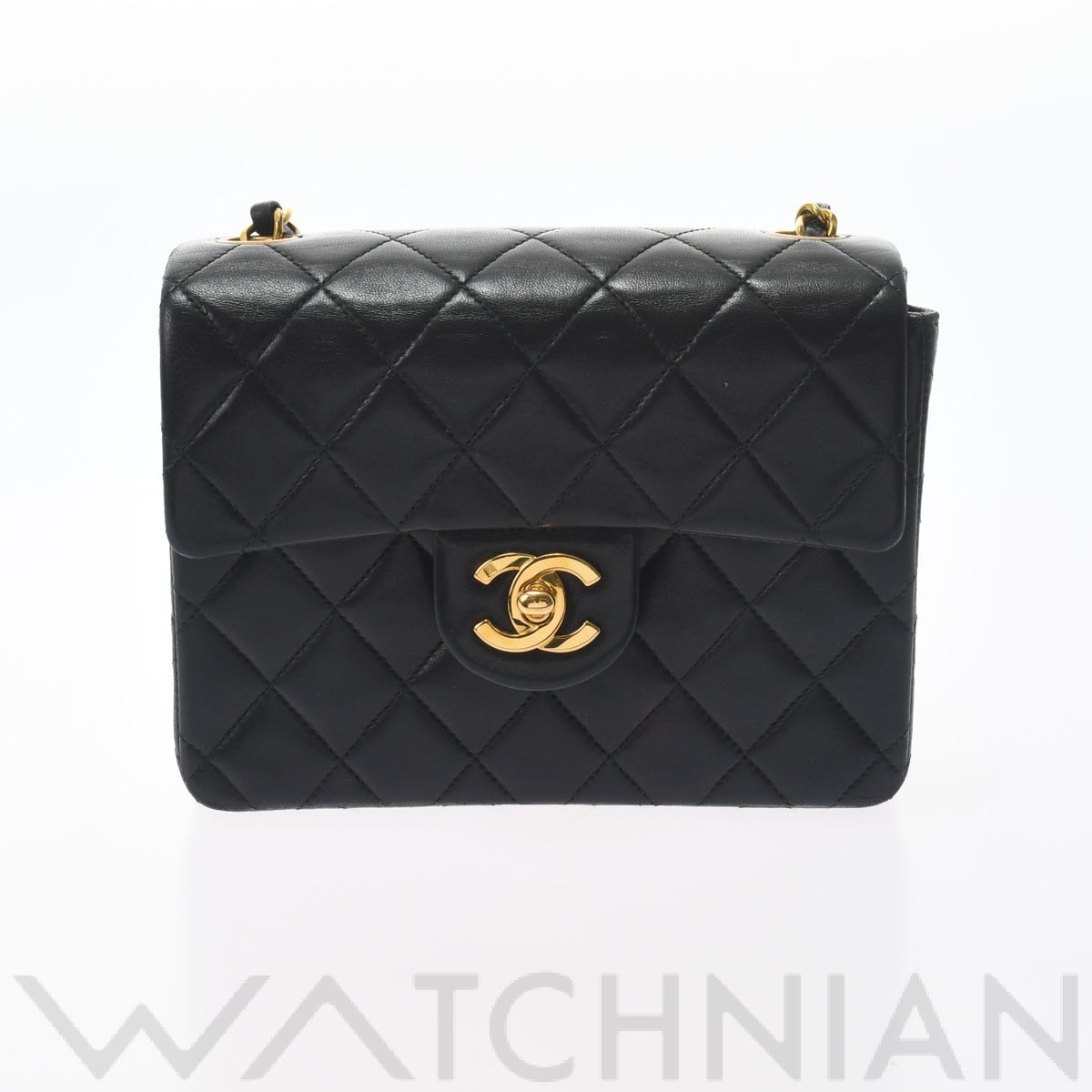 マトラッセ ミニフラップバッグ 17cm ブラック/ゴールド金具 A01115 ラムスキン CHANEL シャネル レディース 【中古】