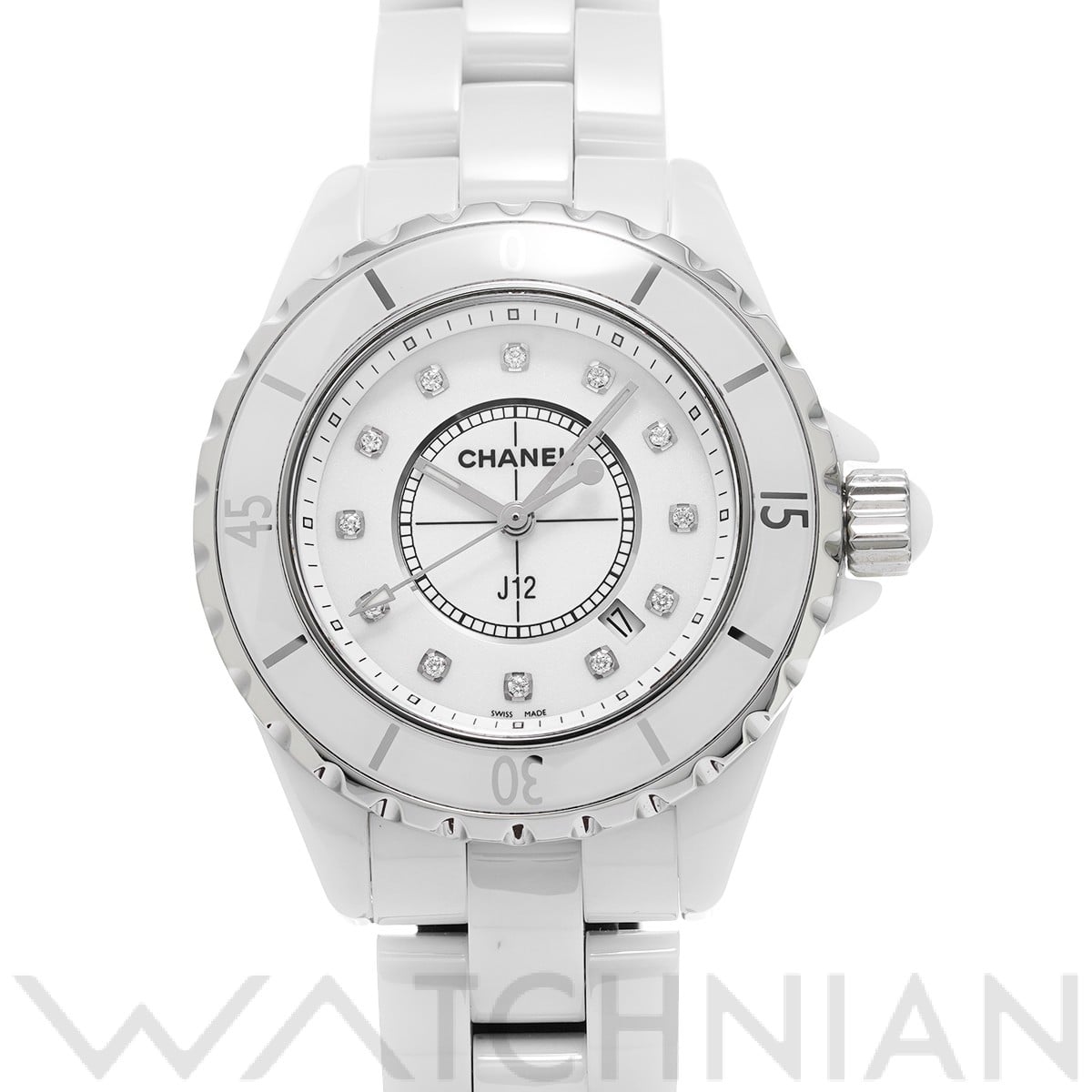 シャネル / CHANEL J12 33MM H1628 ホワイト/ダイヤモンド レディース 時計 【中古】【wristwatch】