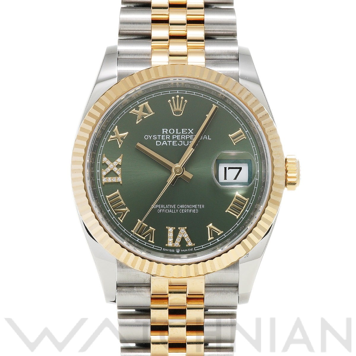 ロレックス デイトジャスト 36 126233 オリーブグリーン/ダイヤモンド メンズ 時計 【中古】【wristwatch】