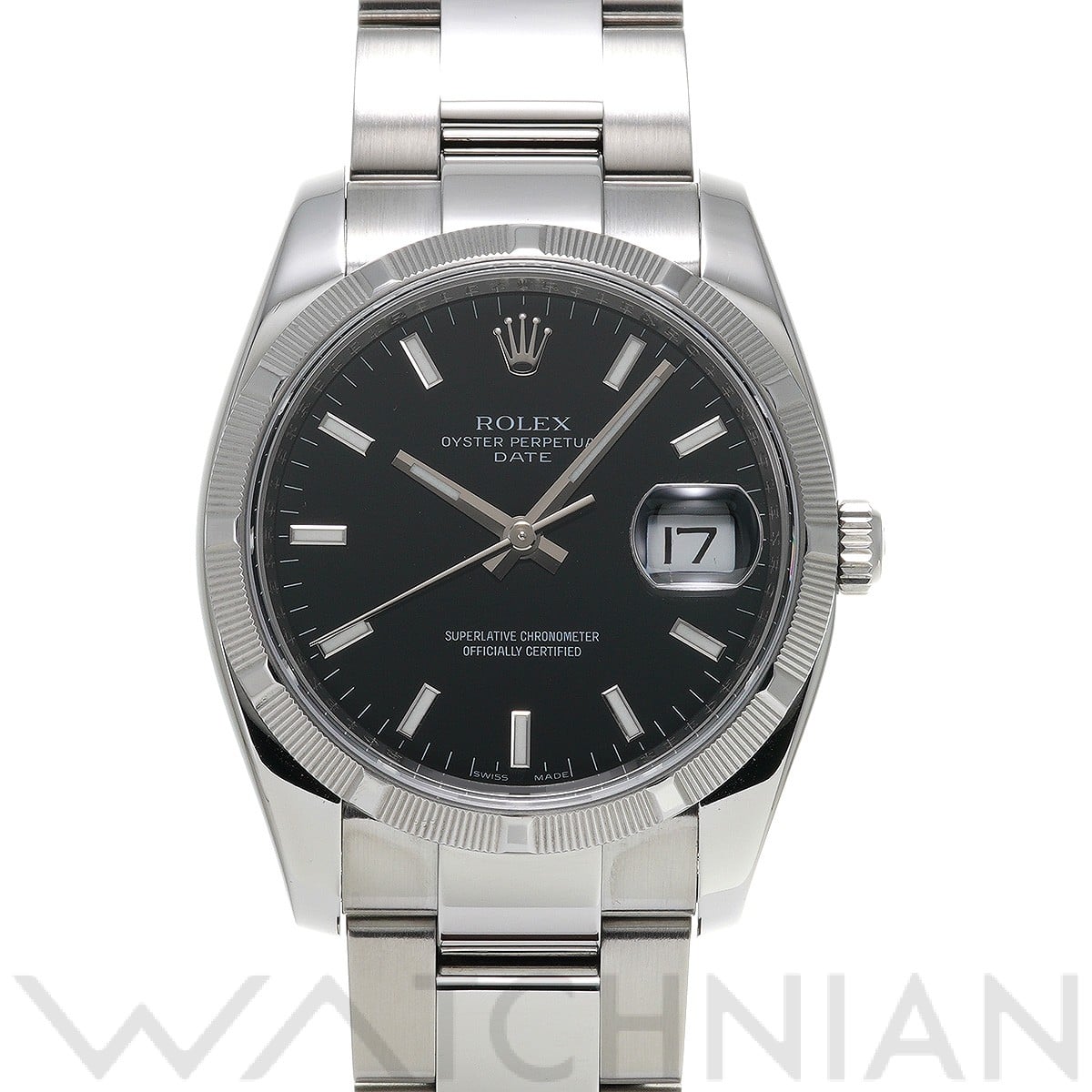 ロレックス オイスターパーペチュアル デイト 34 115210 ブラック メンズ 時計 【中古】【wristwatch】