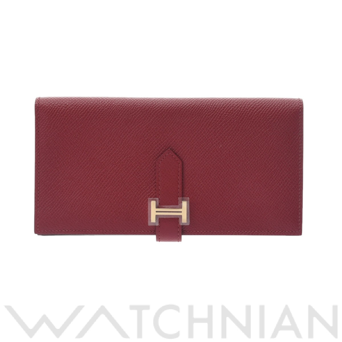 エルメス ベアン スフレ ルージュグレナ/ゴールド金具 ヴォーエプソン レディース 財布 【未使用】【purse】