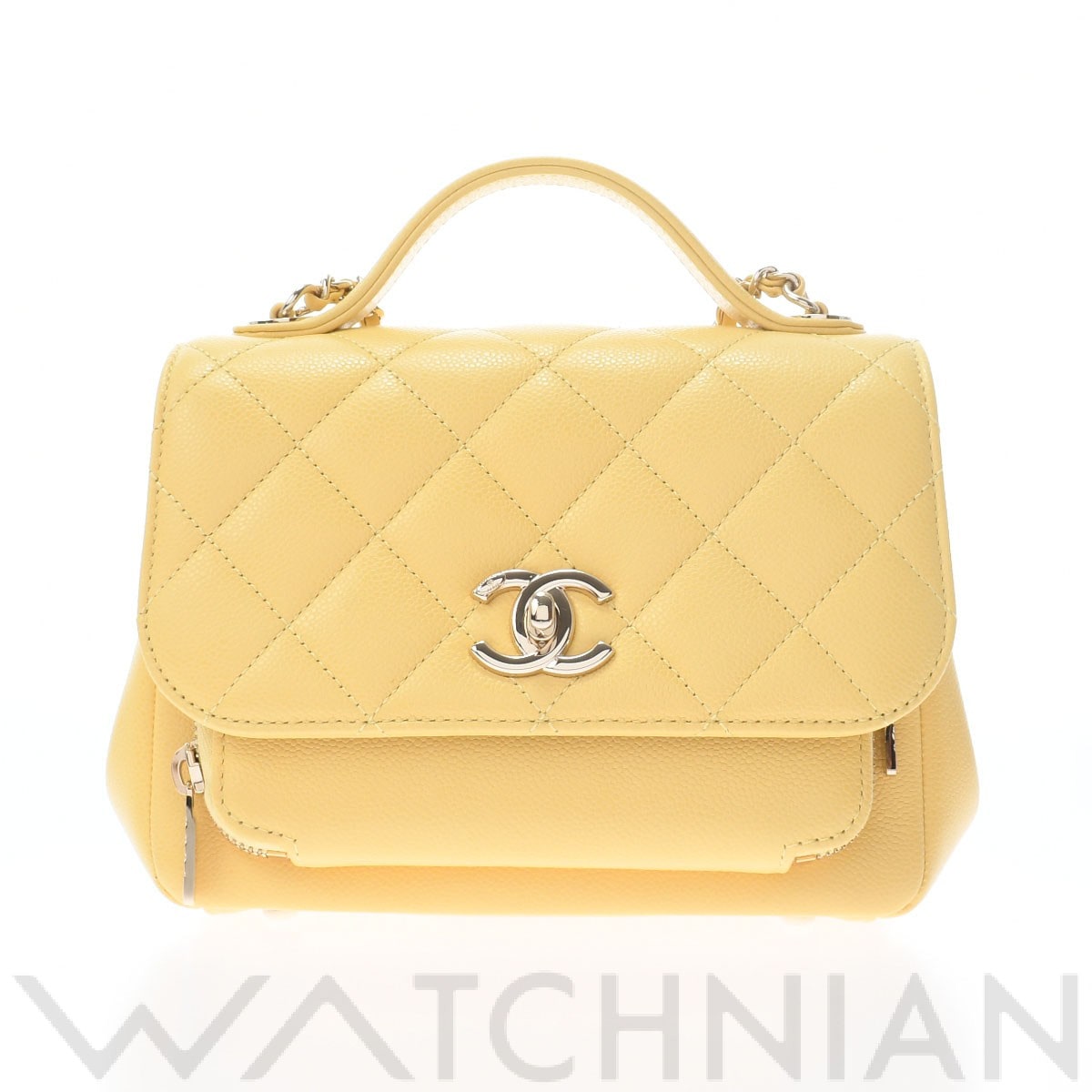 マトラッセ アフィニティ スモール イエロー A93749 グレインドカーフスキン CHANEL シャネル レディース 【中古】