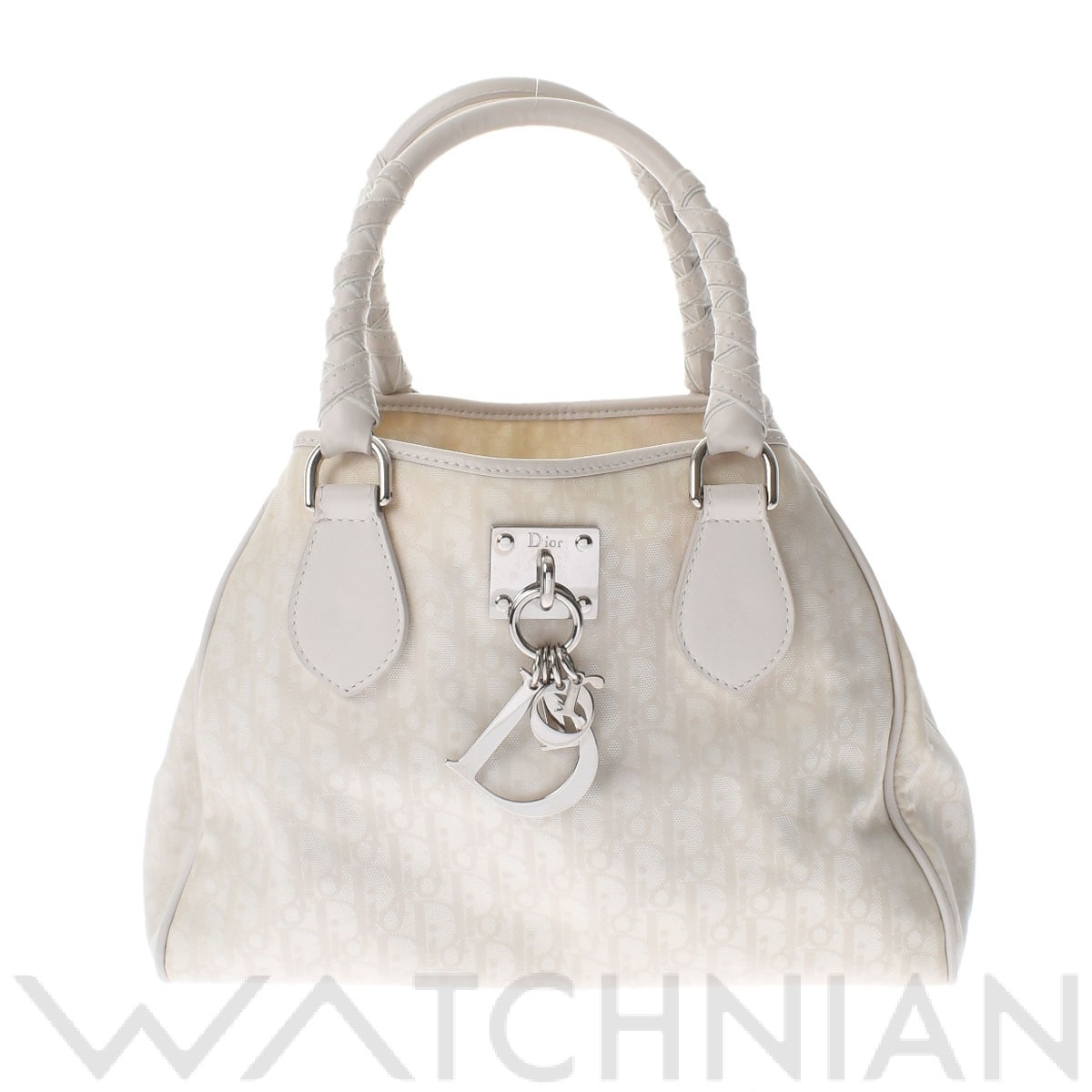 レディディオール トロッター ホワイト/シルバー金具 07-BO-1016 ナイロン Dior ディオール レディース 【中古】