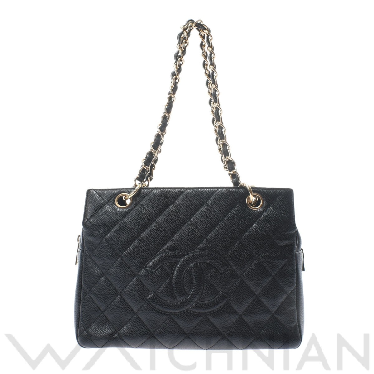マトラッセ チェーン ショルダー34 ブラック/ゴールド金具 A15688 キャビアスキン CHANEL シャネル レディース 【中古】