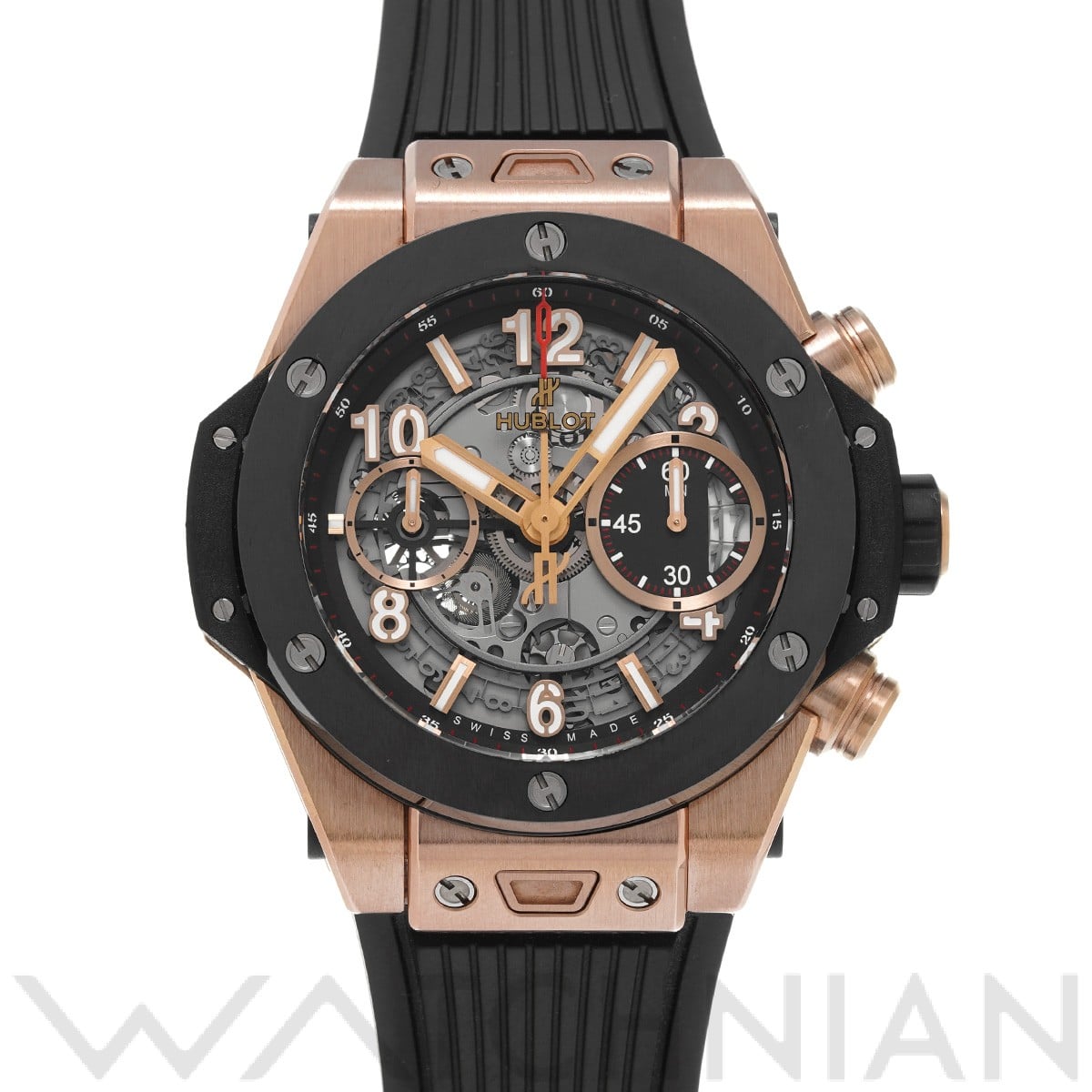 ビッグバン ウニコ キングゴールド セラミック 441.OM.1180.RX マットブラックスケルトン ウブロ HUBLOT メンズ 【中古】